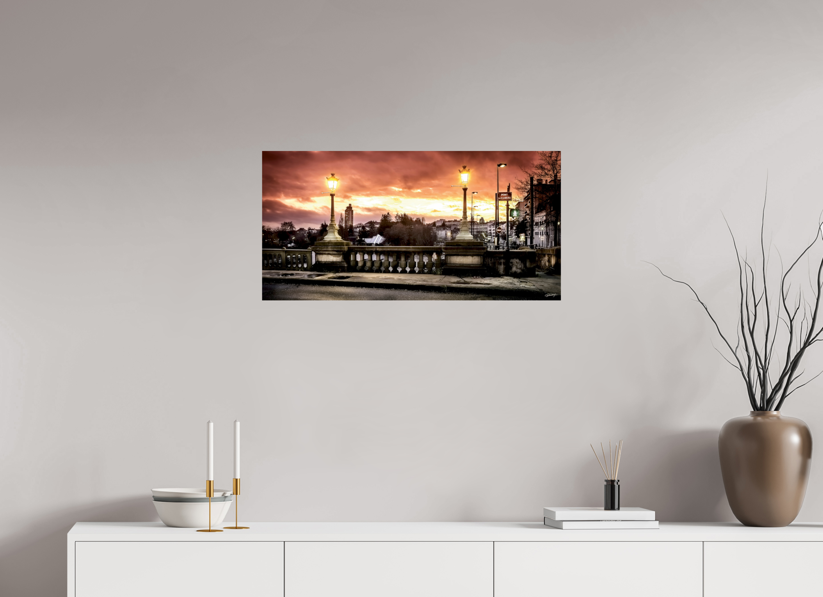 80 x 40 cm, TIRAGE PHOTO CONTRECOLLÉ SUR SUPPORT ALUMINIUM PONT DE LA MOTTE ROUGE - Nantes