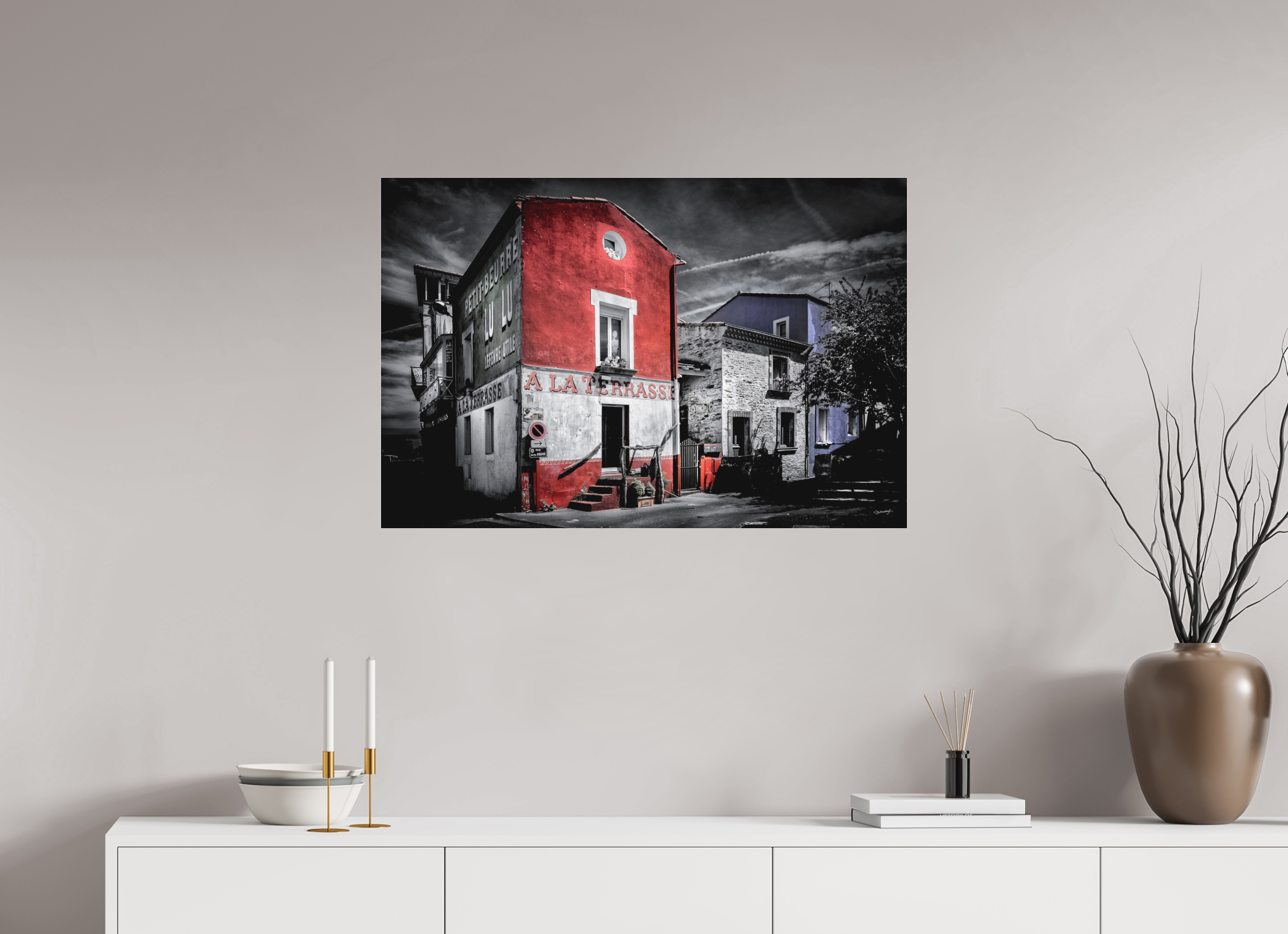 90 x 60 cm, TIRAGE PHOTO SOUS PLEXI MAT A LA TERRASSE TRENTEMOULT - Nantes