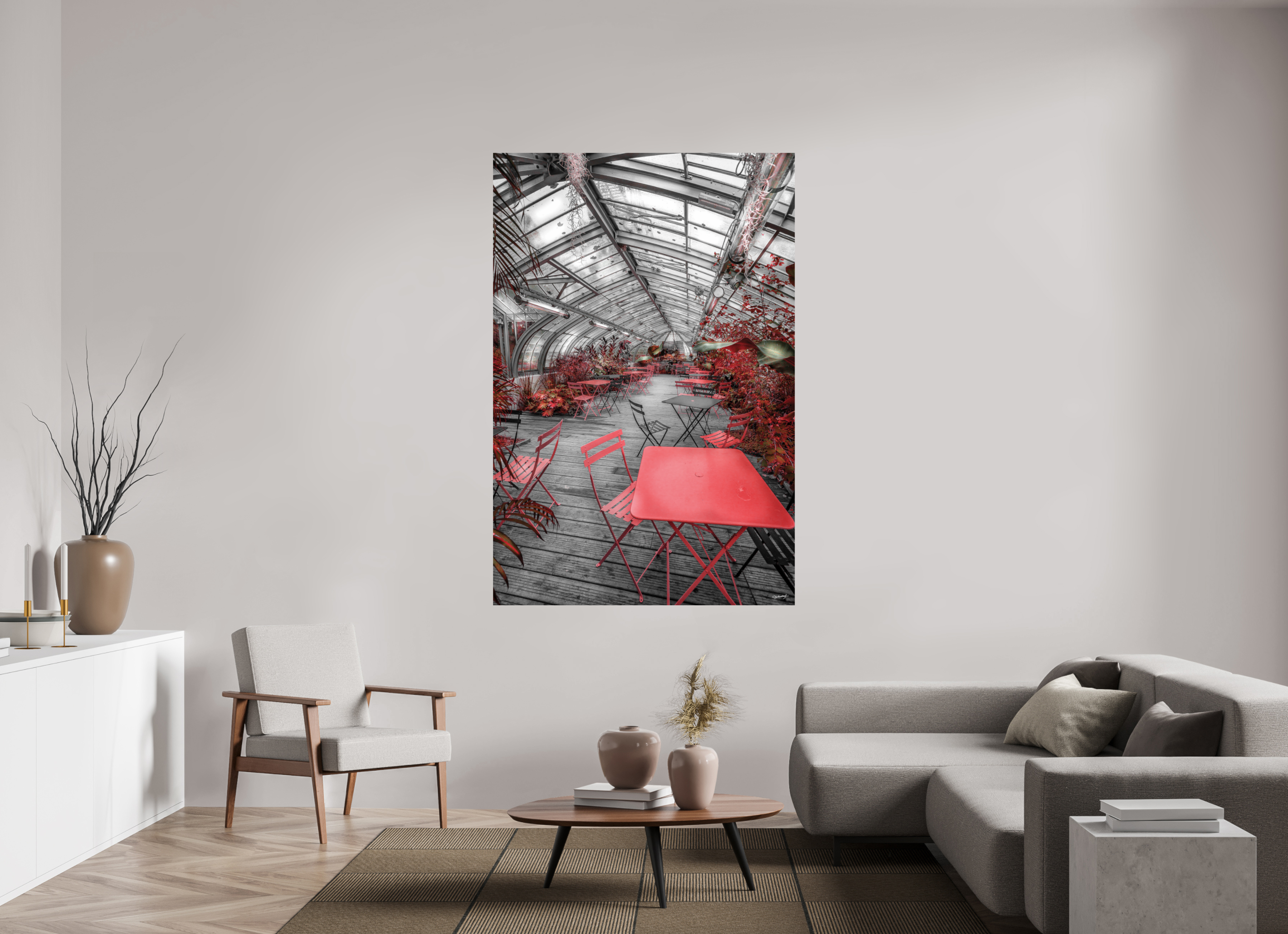 120 x 180 cm, TIRAGE PHOTO CONTRECOLLÉ SUR SUPPORT ALUMINIUM SERRE DU JARDIN DES PLANTES- Nantes