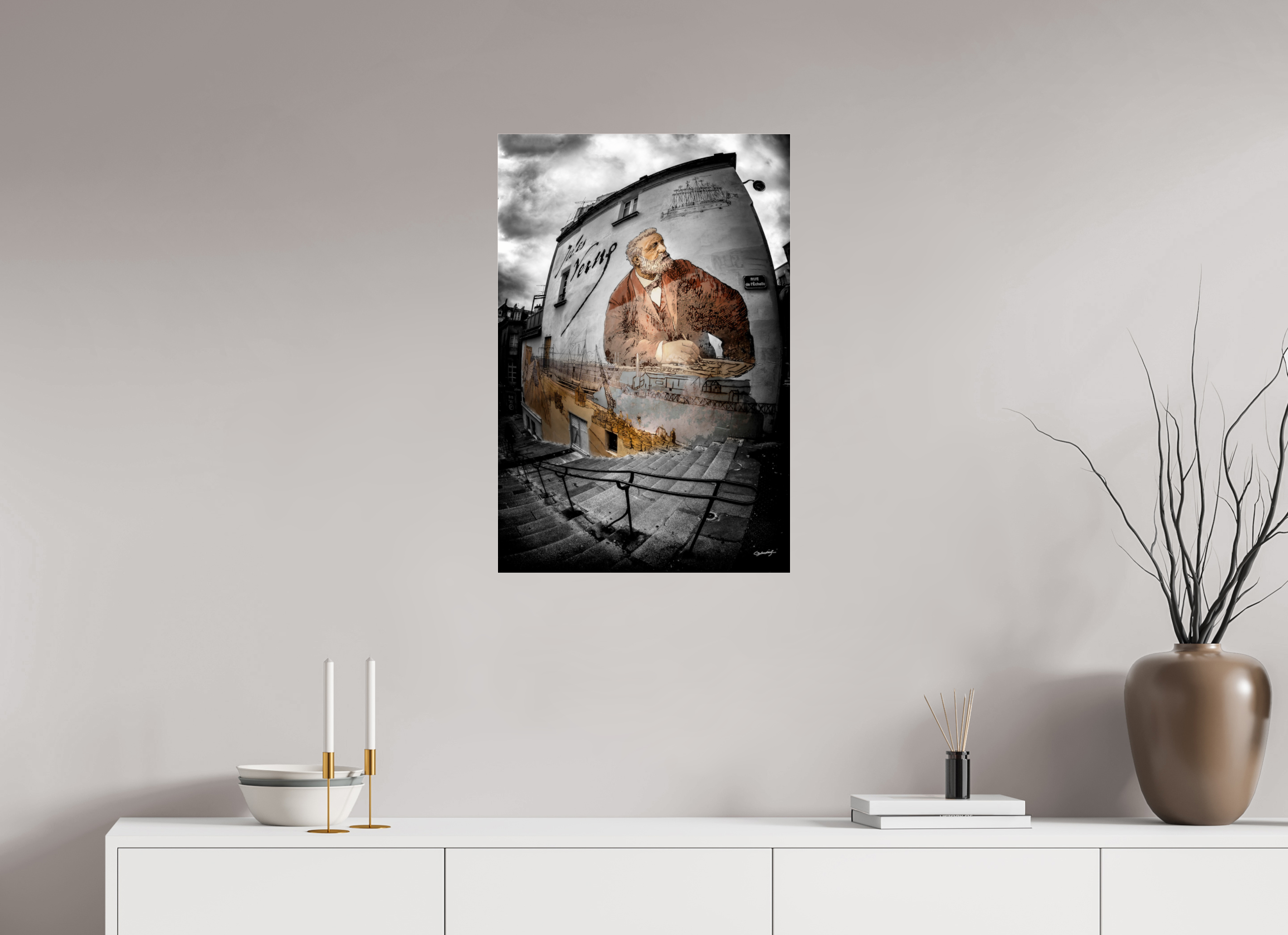 50 x 75 cm, TIRAGE PHOTO SOUS PLEXI FRESQUE JULES VERNE - Nantes