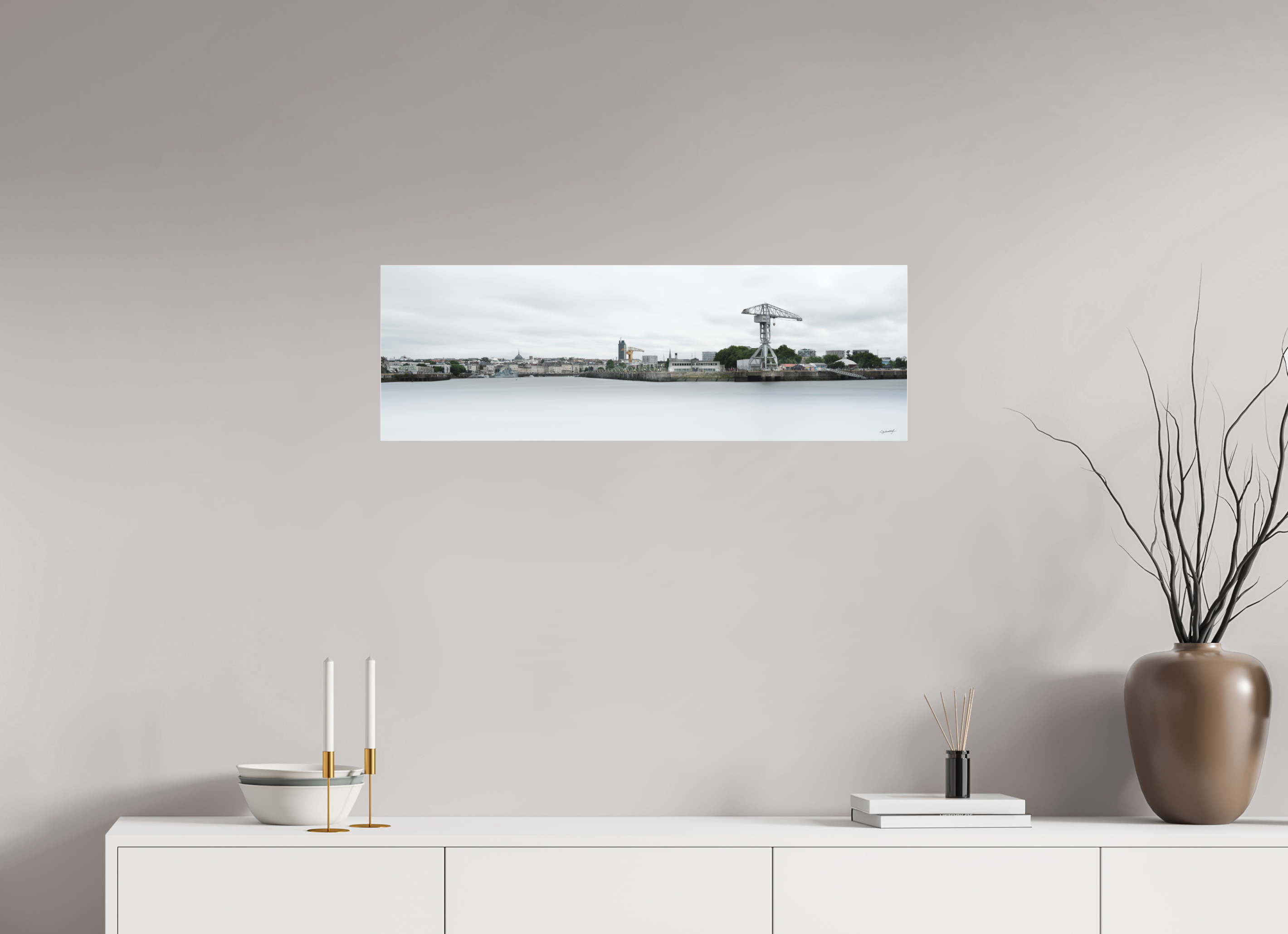 90 x 30 cm, TIRAGE PHOTO SOUS PLEXI MAT SKYLINE - Nantes