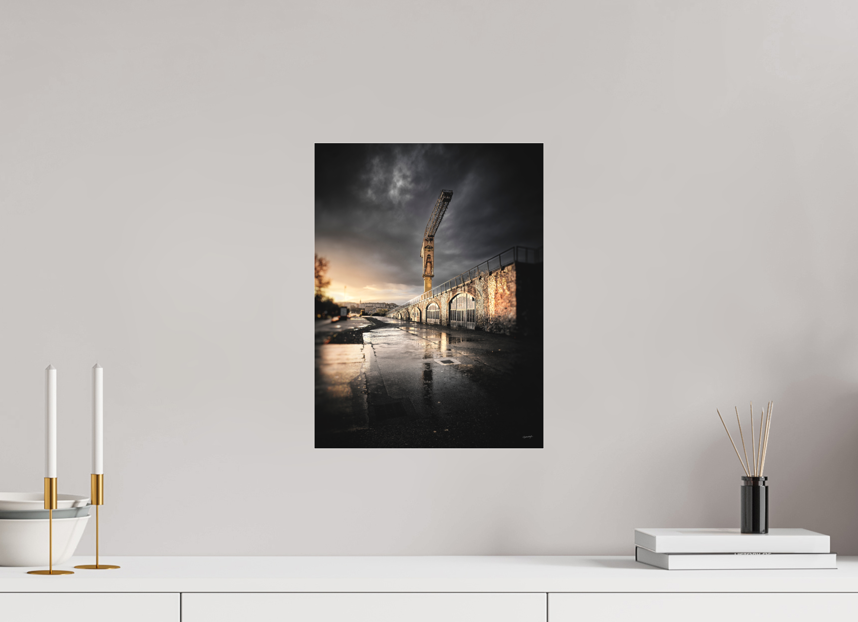 30 x 40 cm, TIRAGE PHOTO SOUS PLEXI MAT ORAGE ET GRUE - Nantes
