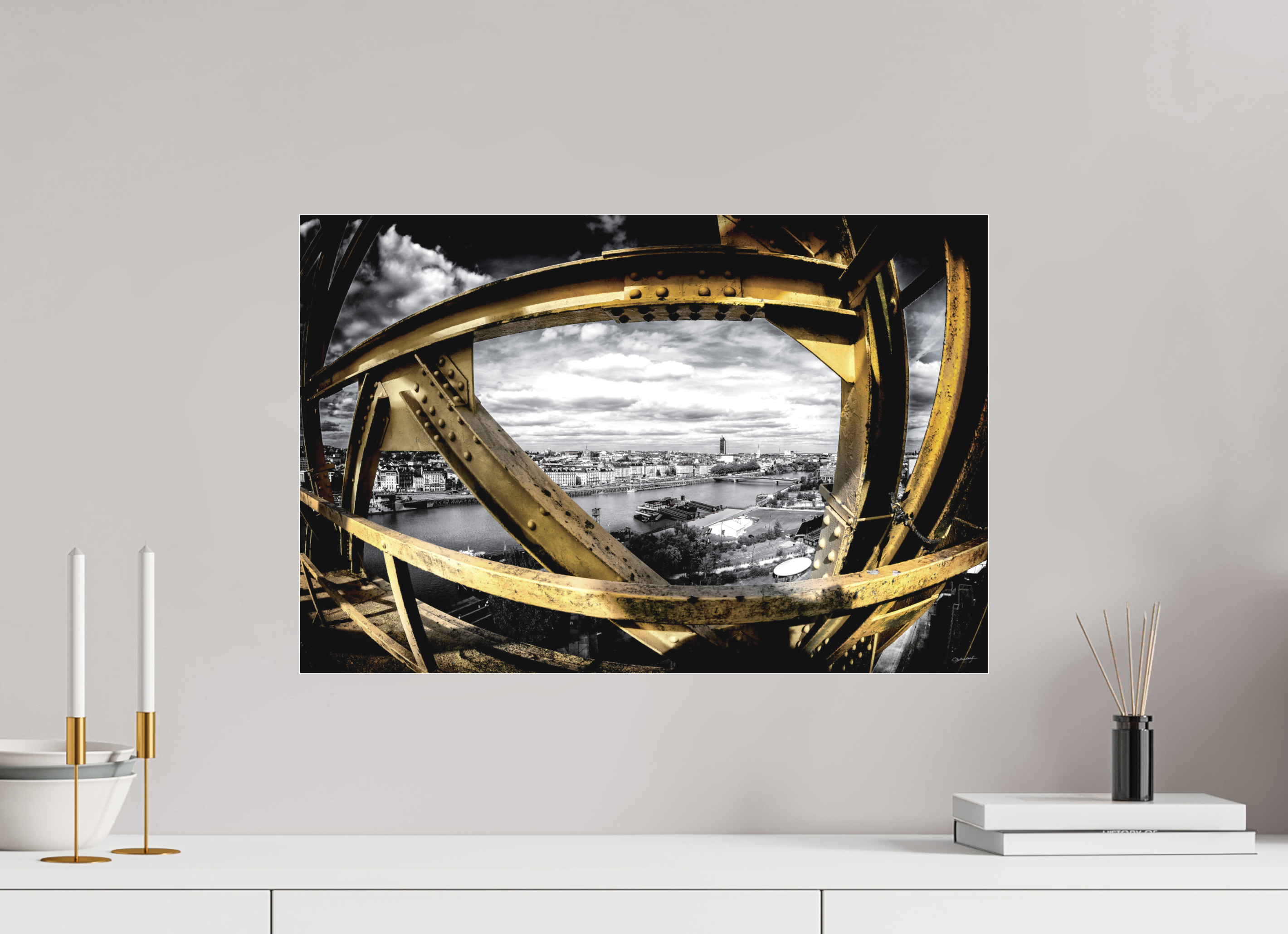 60 x 40 cm, TIRAGE PHOTO SOUS PLEXI MAT LIGNES DE GRUE - Nantes