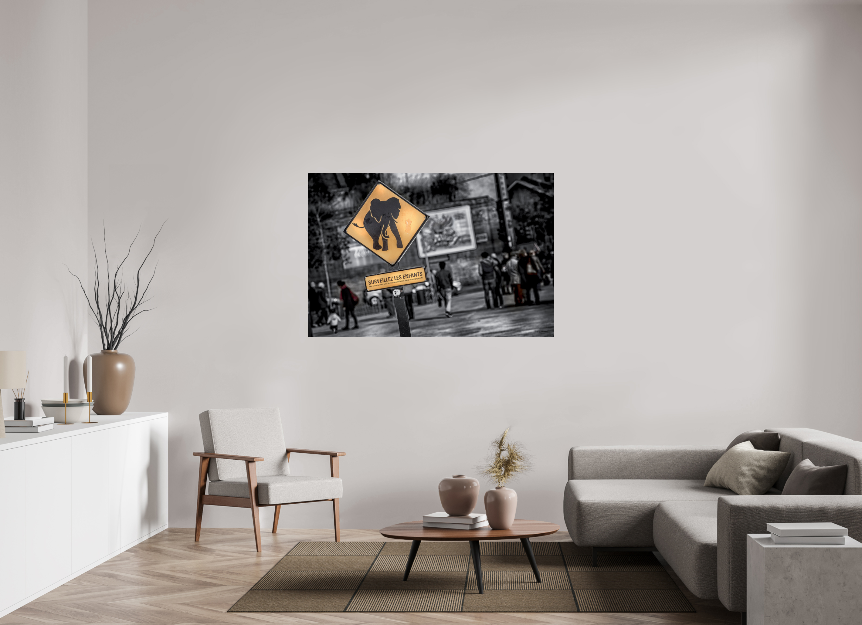 150 x 100 cm, TIRAGE PHOTO CONTRECOLLÉ SUR SUPPORT ALUMINIUM SURVEILLEZ LES ENFANTS - Nantes