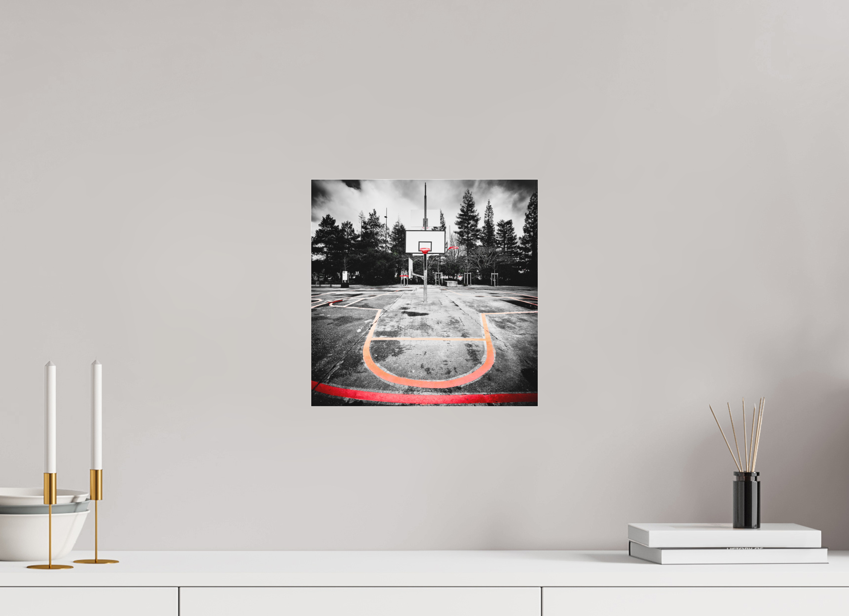 30 x 30 cm, TIRAGE PHOTO SOUS PLEXI MAT Arbre à basket II