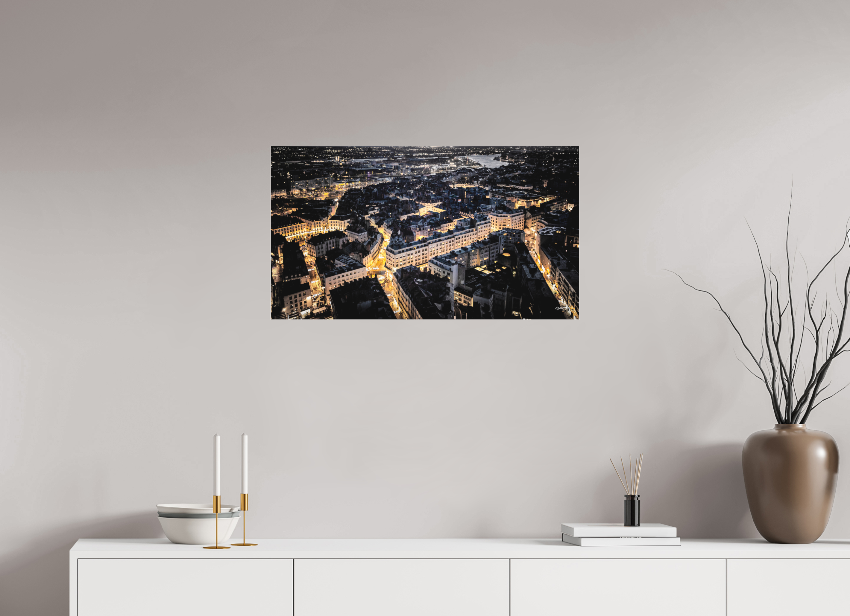 80 x 45 cm, TIRAGE PHOTO SOUS PLEXI MAT VUE SUR LA VILLE - Nantes