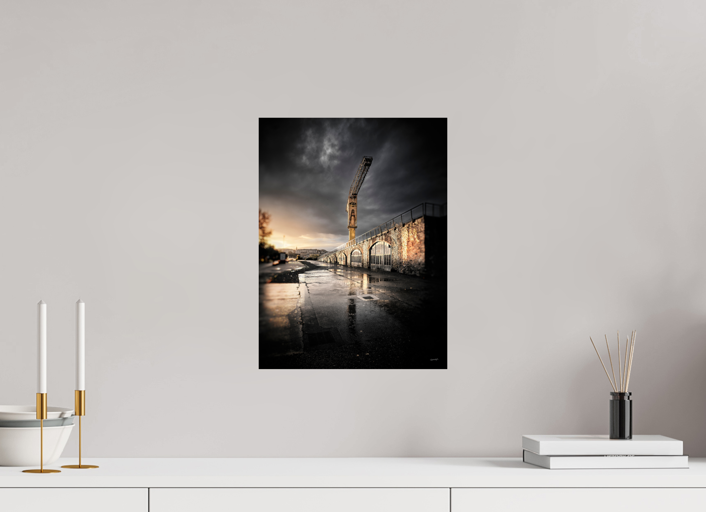 30 x 40 cm, TIRAGE PHOTO CONTRECOLLÉ SUR SUPPORT ALUMINIUM ORAGE ET GRUE - Nantes