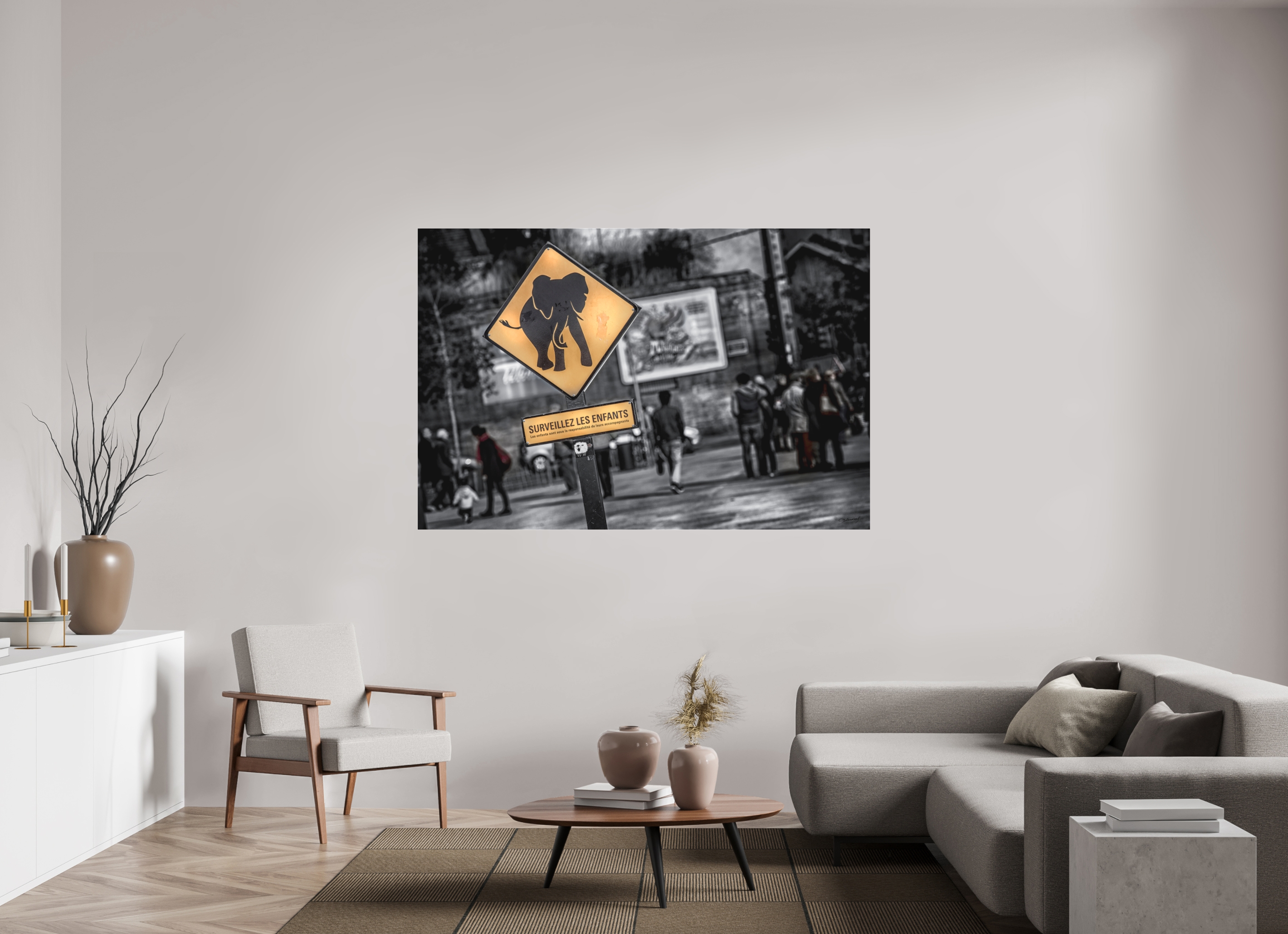 180 x 120 cm, TIRAGE PHOTO SOUS PLEXI MAT SURVEILLEZ LES ENFANTS - Nantes