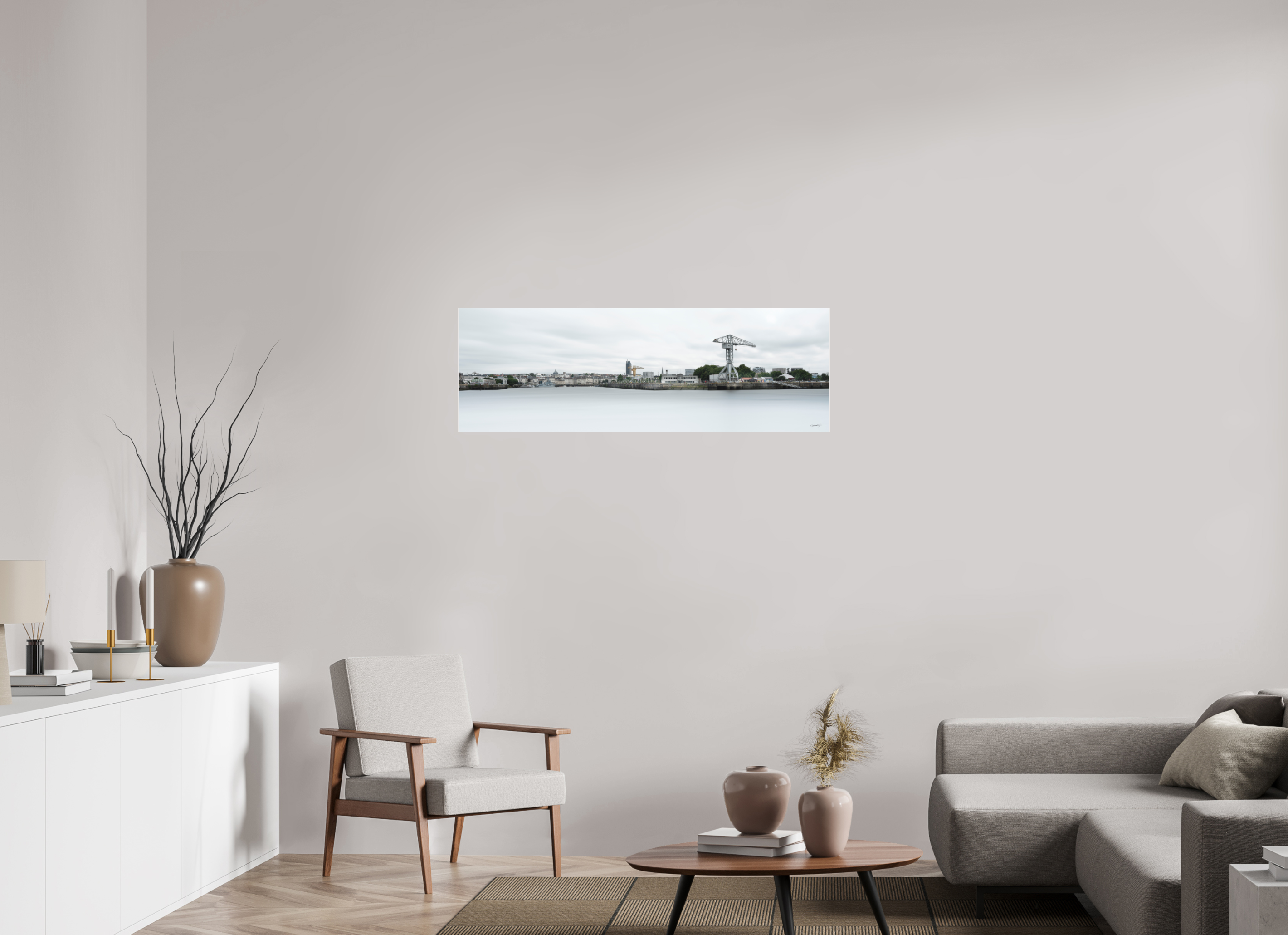 120 x 40 cm, TIRAGE PHOTO SOUS PLEXI MAT SKYLINE - Nantes