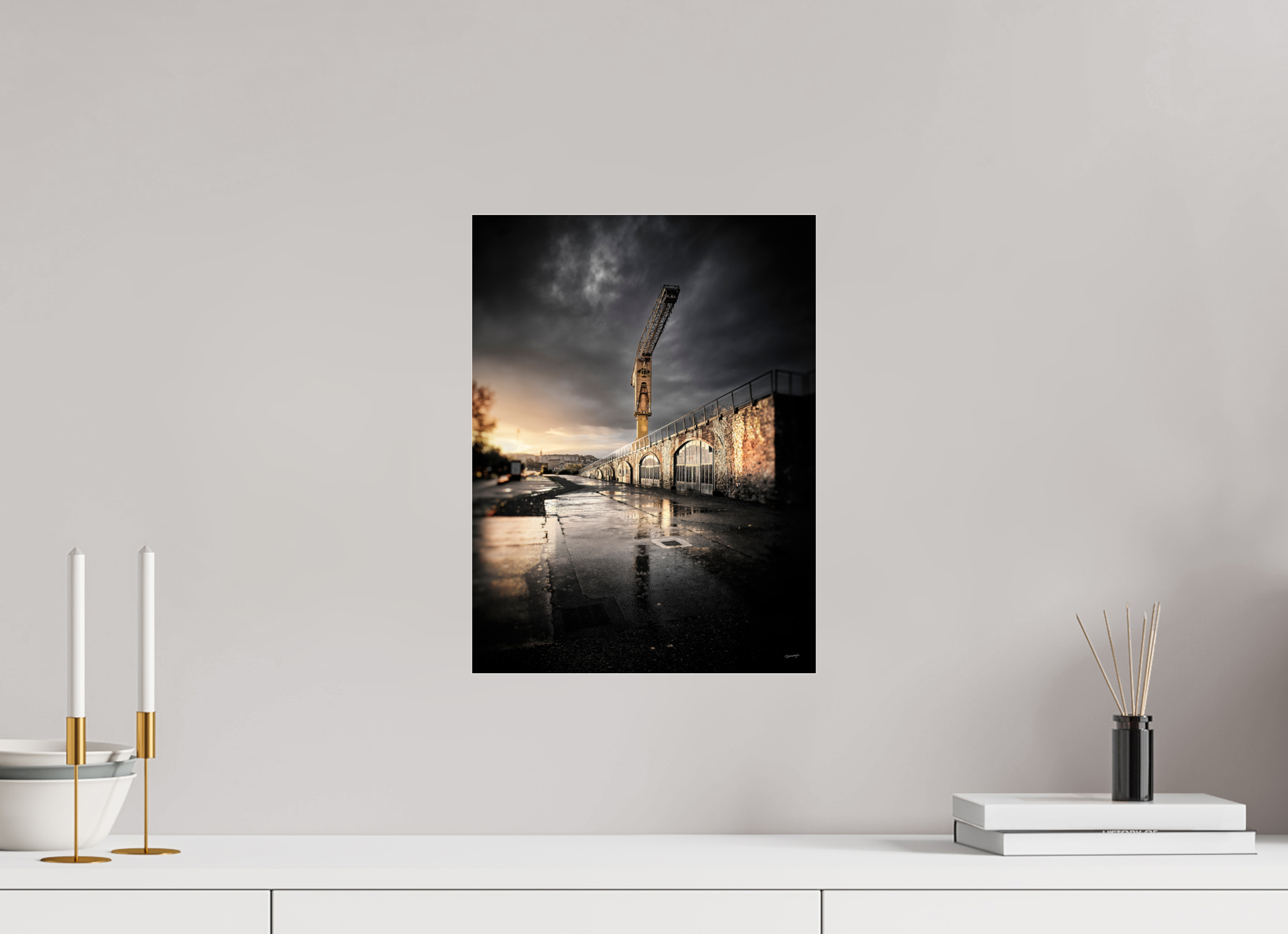 30 x 40 cm, TIRAGE PHOTO SOUS PLEXI BRILLANT ORAGE ET GRUE - Nantes