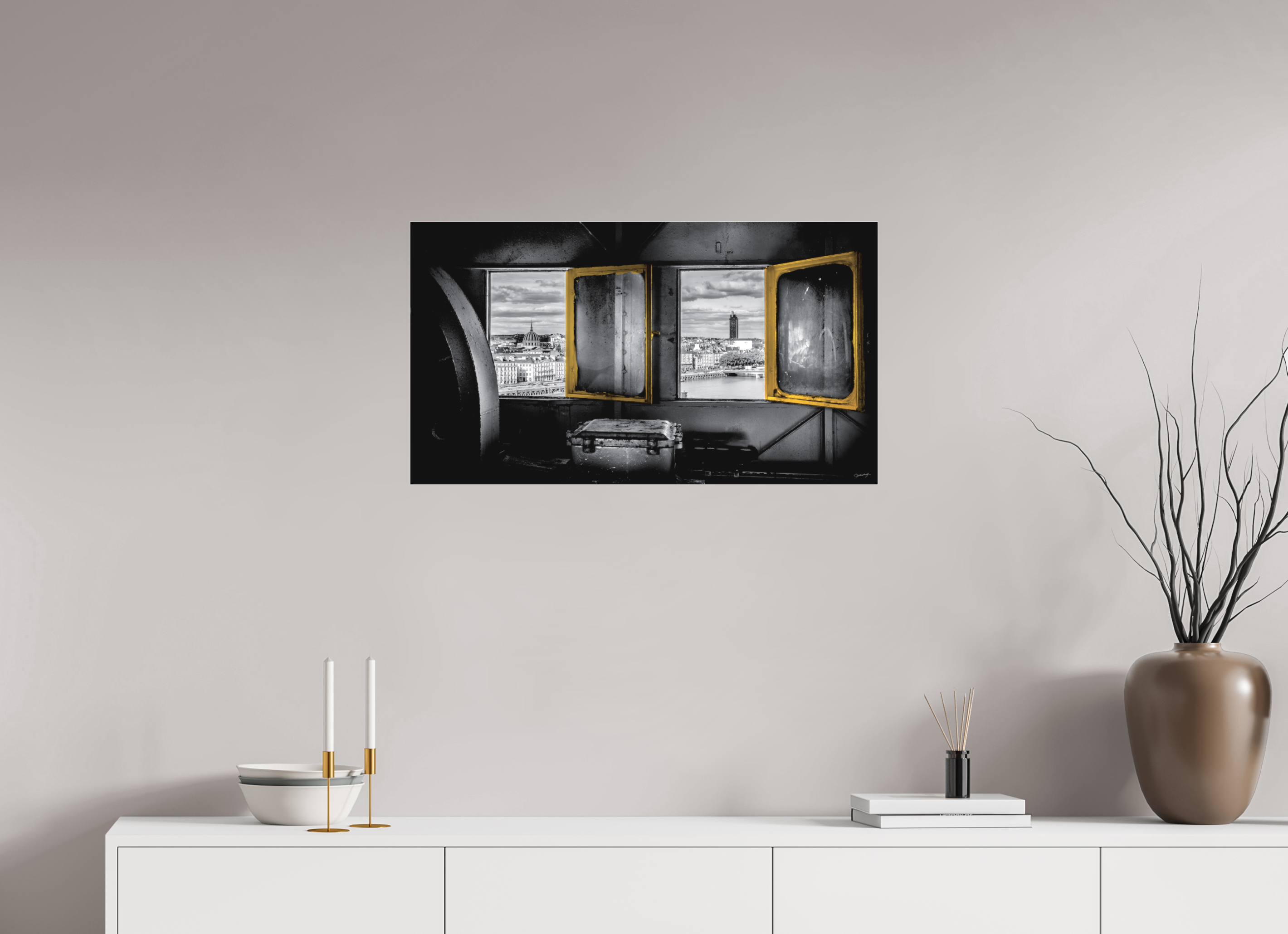 80 x 45 cm, TIRAGE PHOTO SOUS PLEXI MAT DEUX FENÊTRES - Nantes