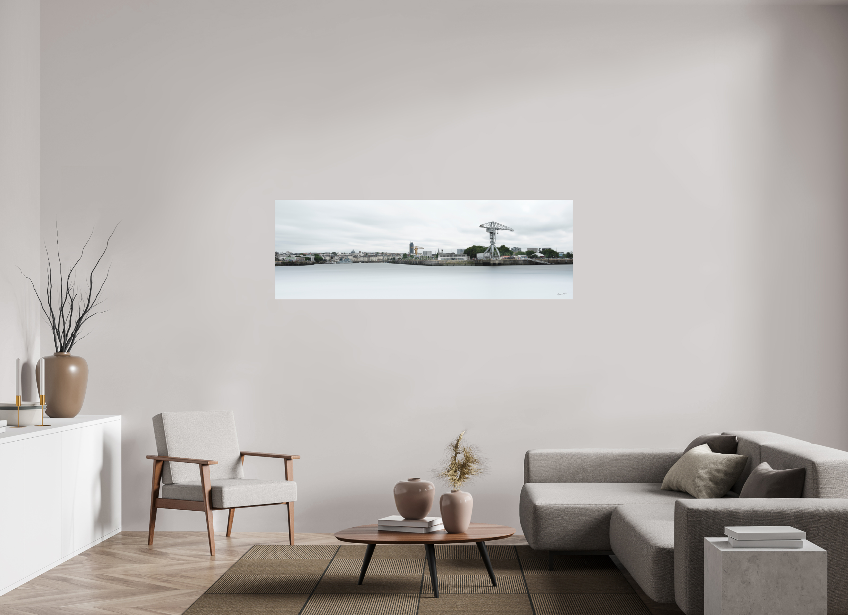 180 x 60 cm, TIRAGE PHOTO SOUS PLEXI MAT SKYLINE - Nantes
