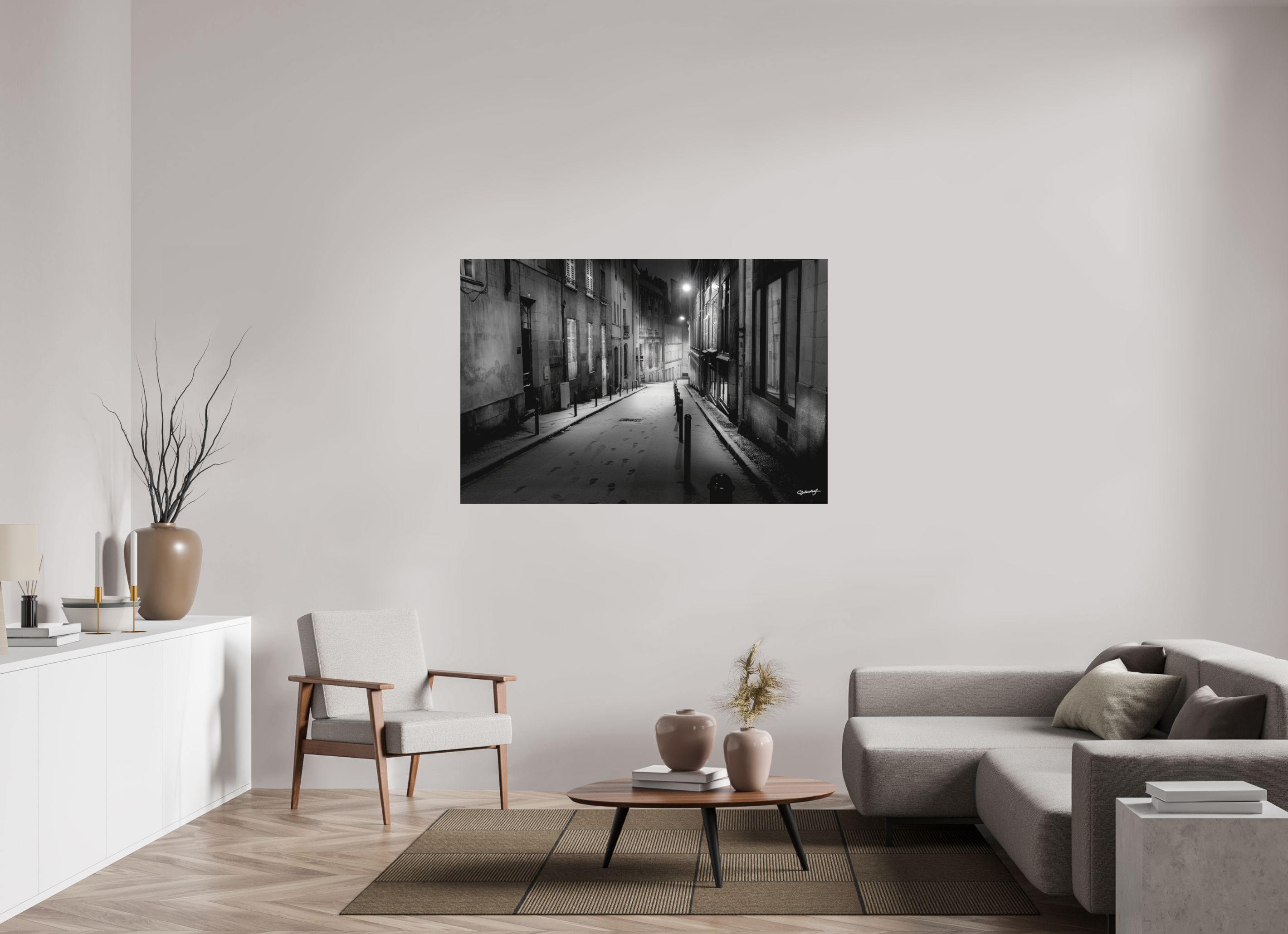150 x 100 cm, TIRAGE PHOTO SOUS PLEXI MAT RUE DU PUITS D'ARGENT - Nantes