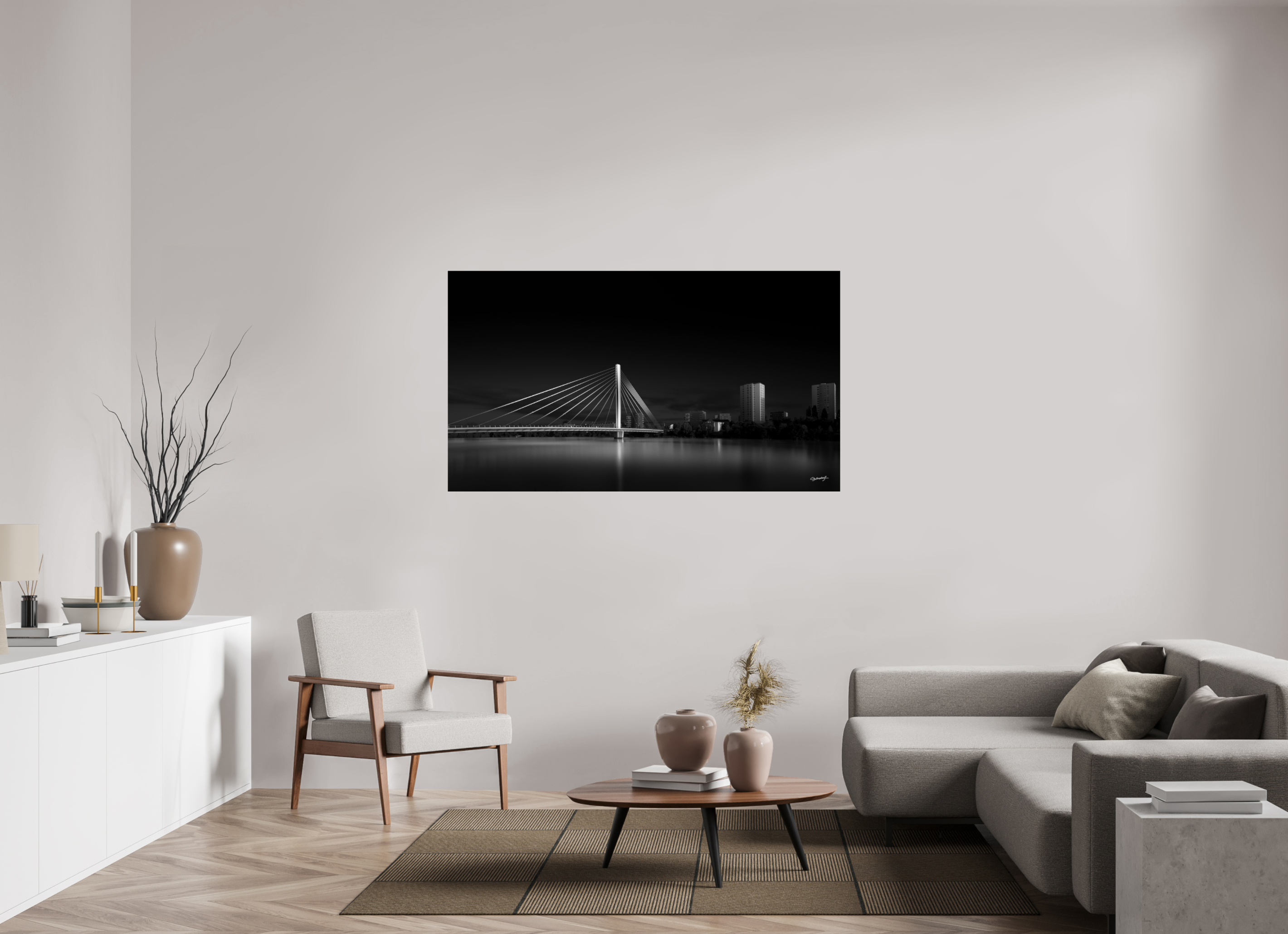 160 x 90 cm, TIRAGE PHOTO CONTRECOLLÉ SUR SUPPORT ALUMINIUM PONT TABARLY - Nantes