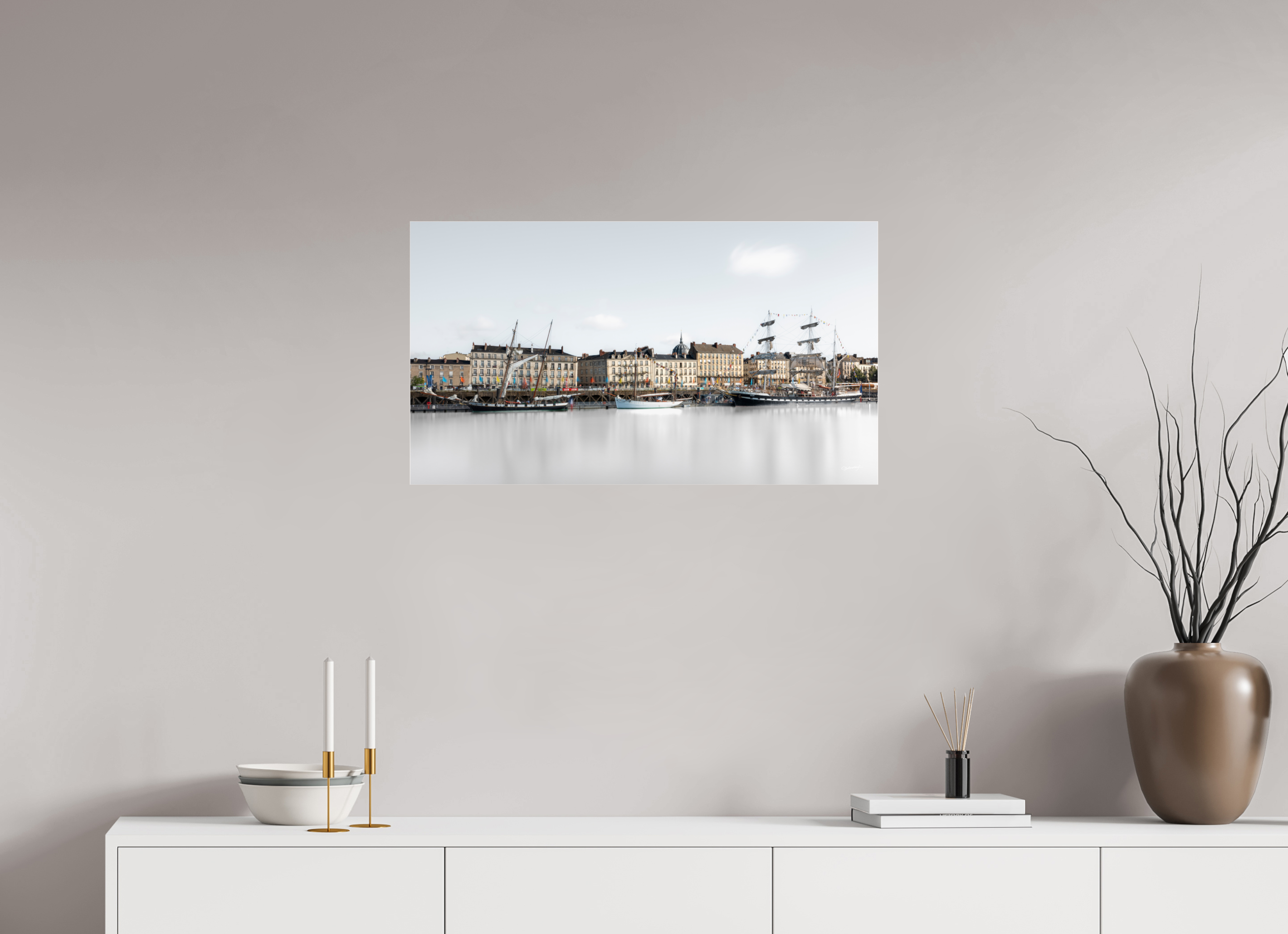 80 x 45 cm, TIRAGE PHOTO SOUS PLEXI BRILLANT LE QUAI DE LA FOSSE - Nantes