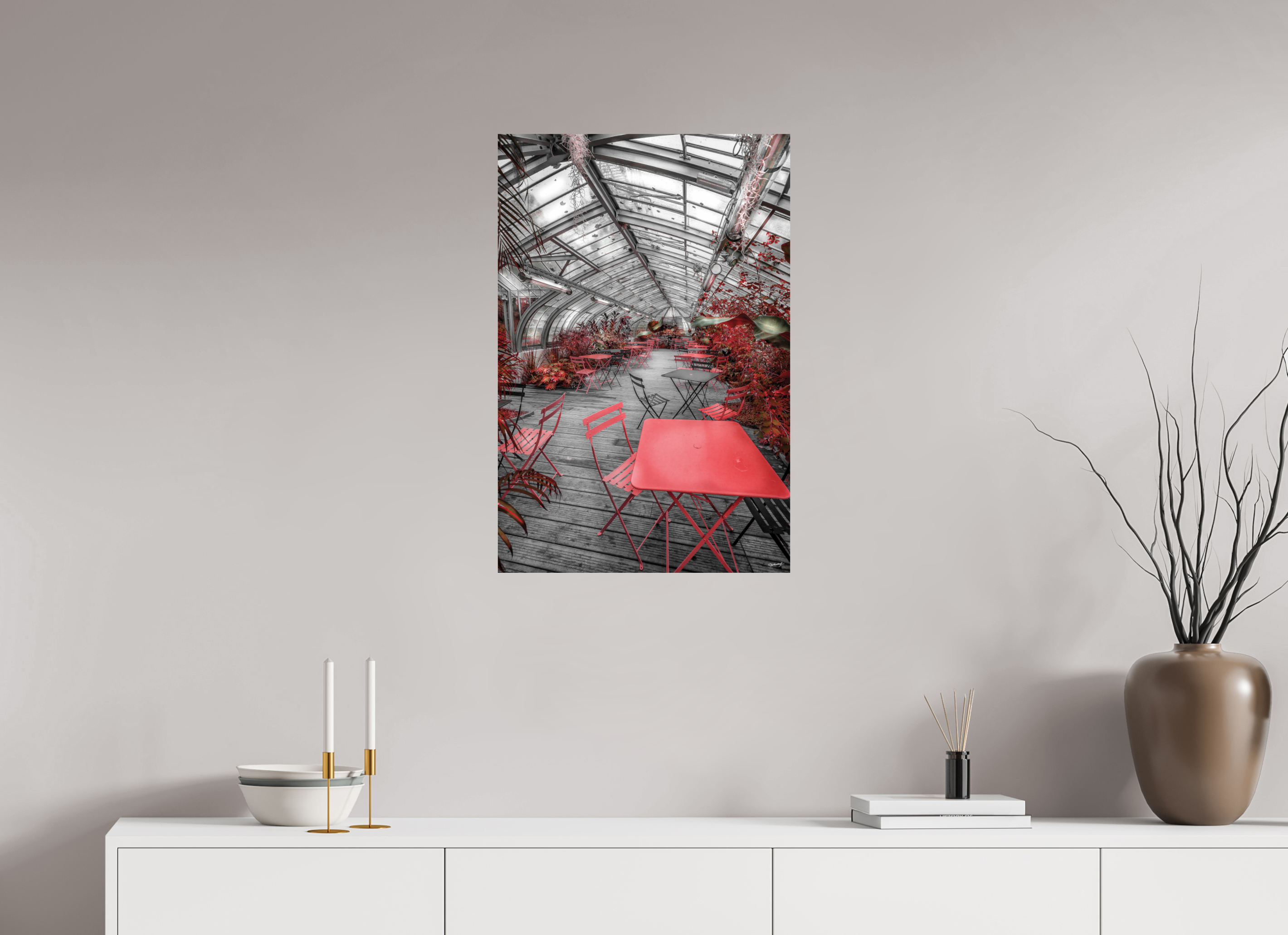 50 x 75 cm, TIRAGE PHOTO CONTRECOLLÉ SUR SUPPORT ALUMINIUM SERRE DU JARDIN DES PLANTES- Nantes