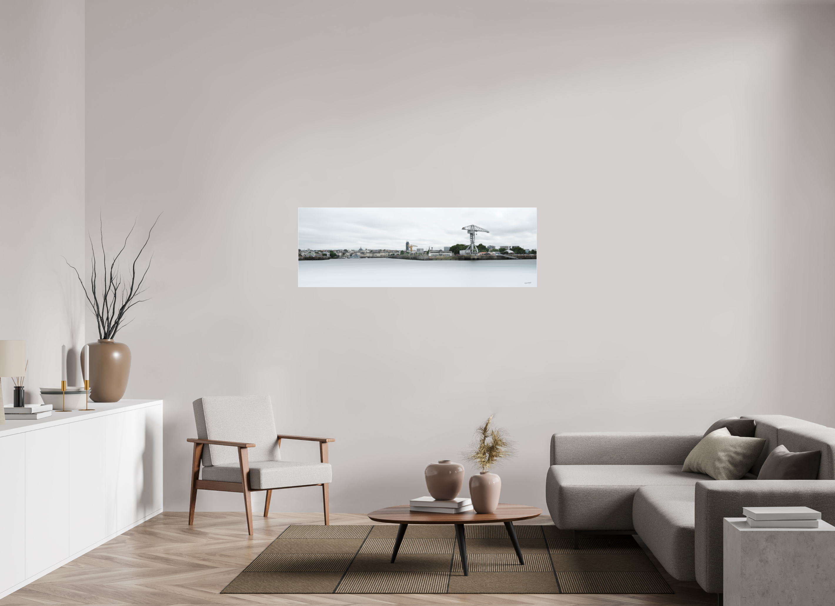 150 x 50 cm, TIRAGE PHOTO SOUS PLEXI MAT SKYLINE - Nantes
