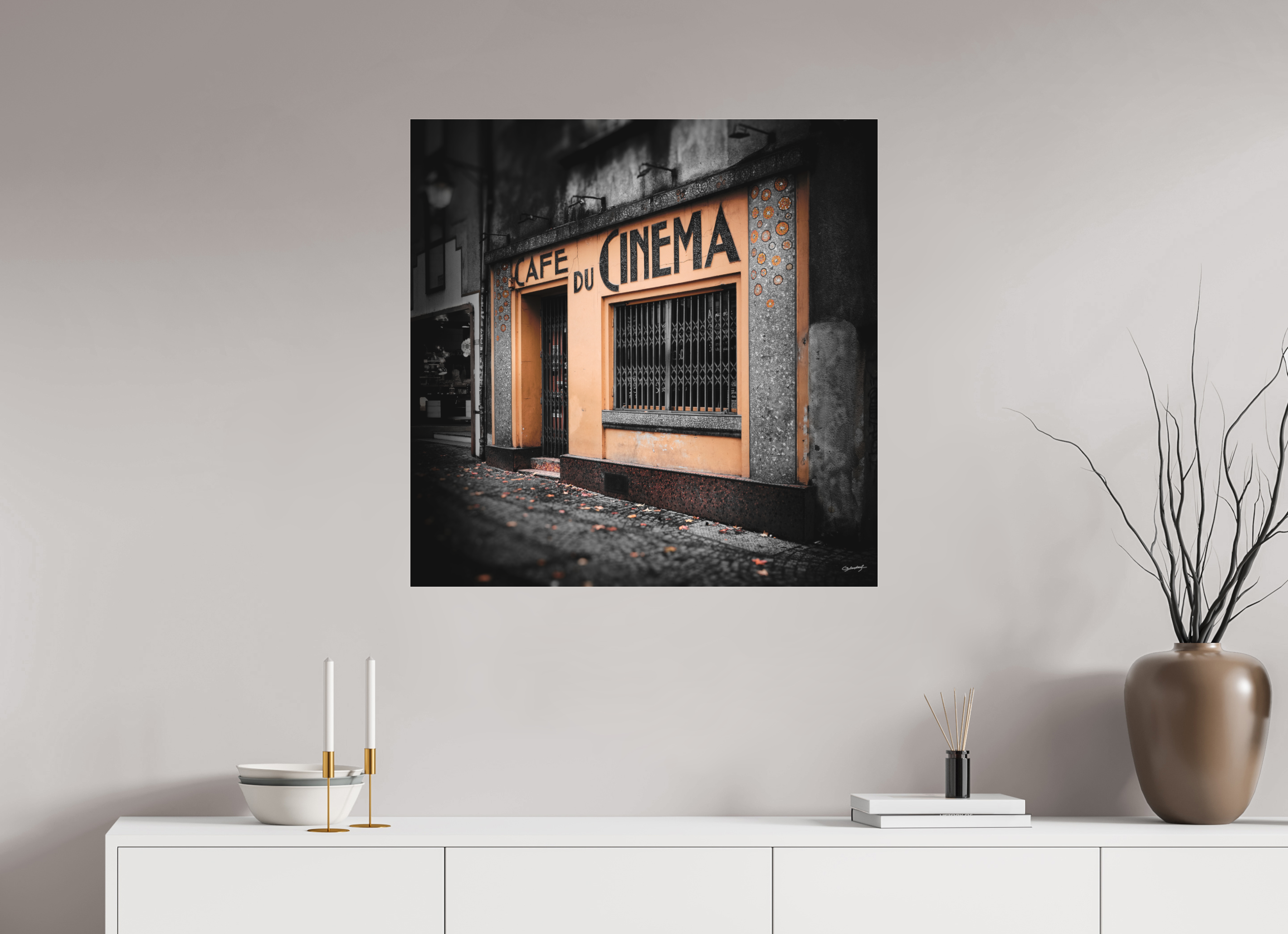 80 x 80 cm, TIRAGE PHOTO SOUS PLEXI MAT CAFÉ DU CINÉMA - Nantes