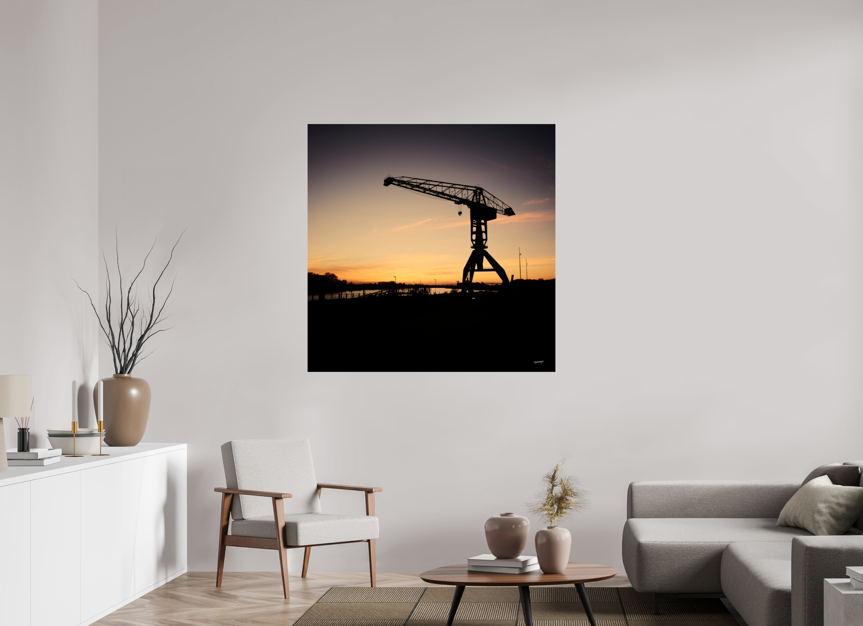 120 x 120 cm, TIRAGE PHOTO SUR FUJI CRYSTAL DP II Coucher de grue