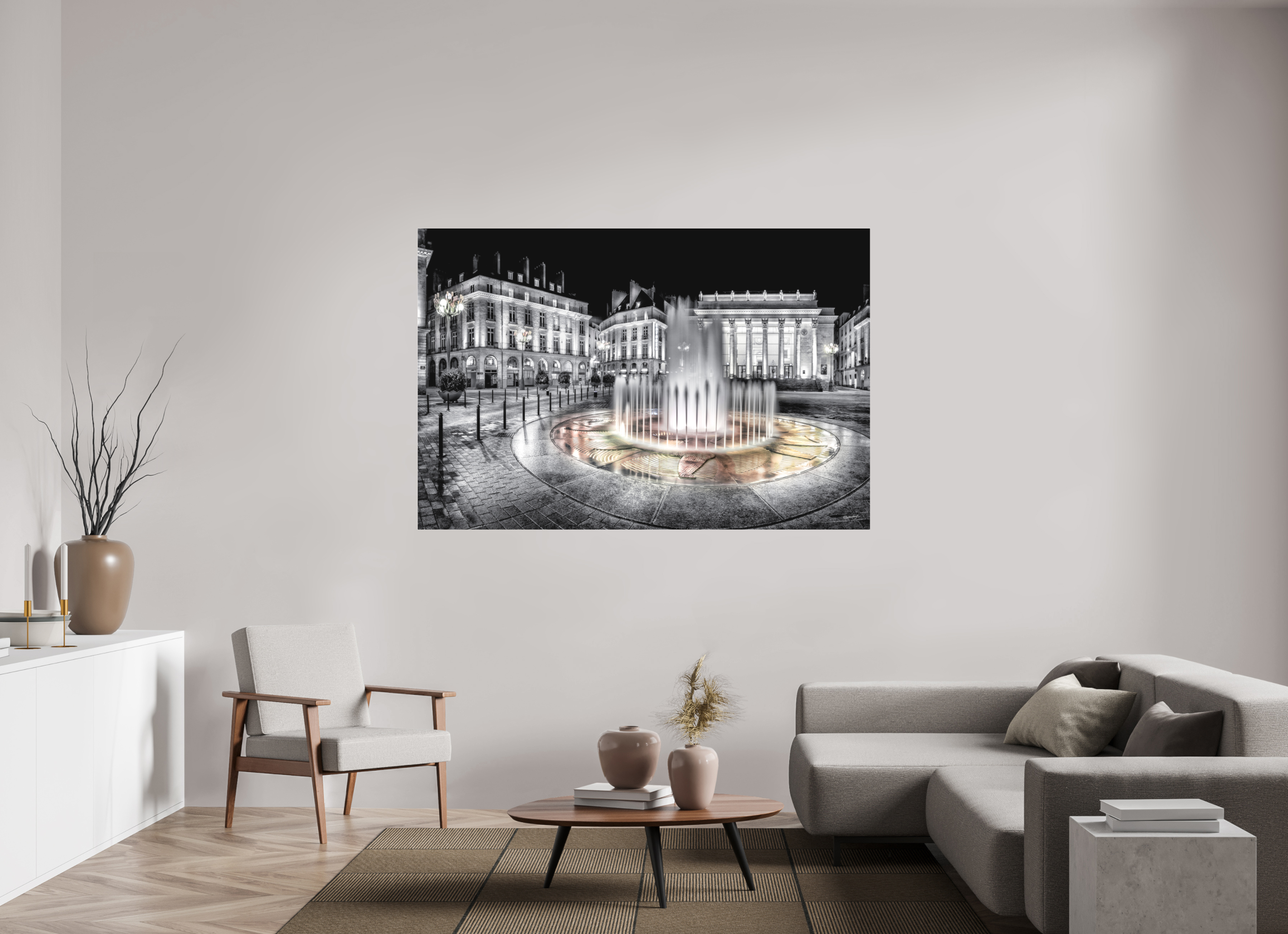 180 x 120 cm, TIRAGE PHOTO SOUS PLEXI MAT PLACE GRASLIN - Nantes