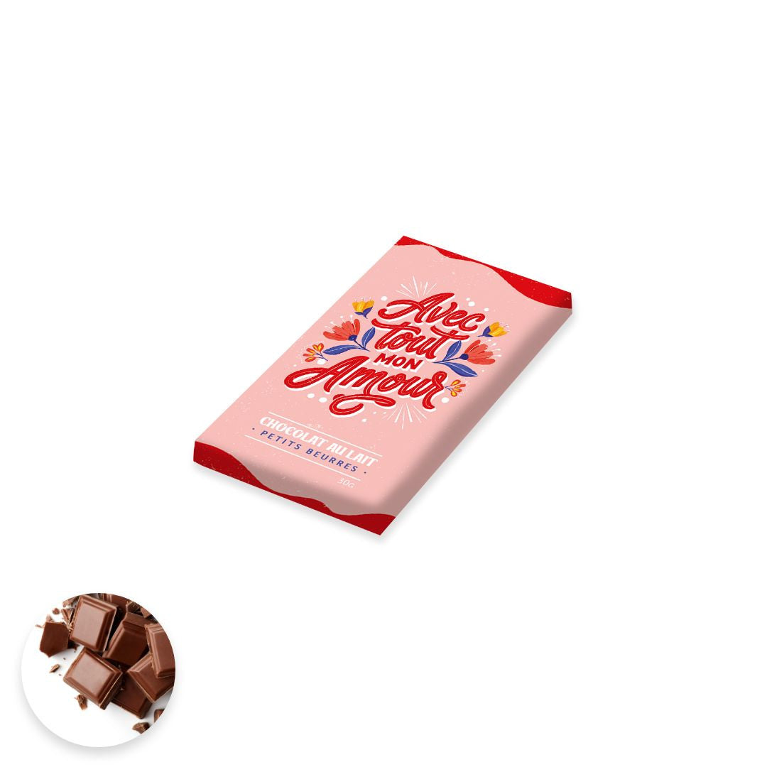 Tablette Avec tout mon amour au chocolat au lait et petits beurres