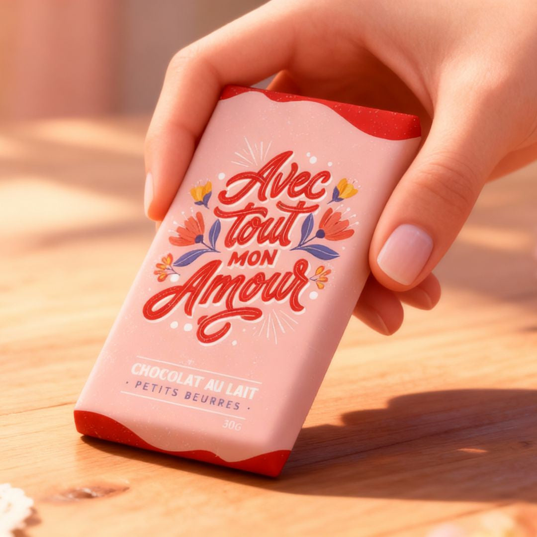 Tablette Avec tout mon amour au chocolat au lait et petits beurres