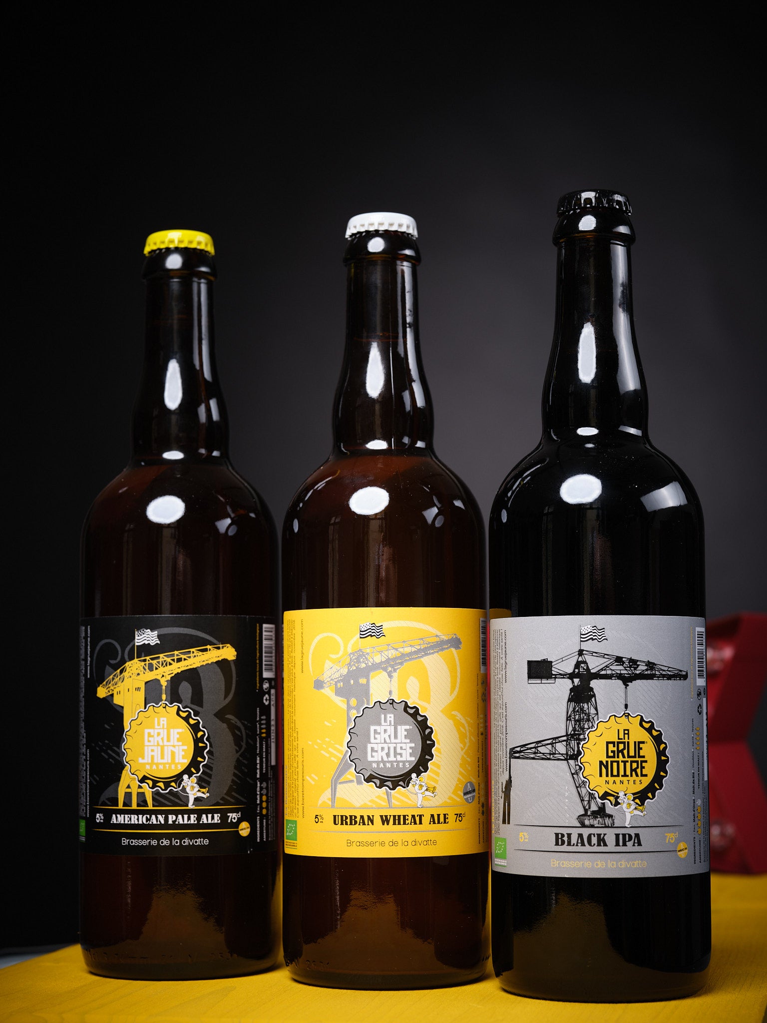 3X75CL des bières La Grue Jaune - La Grue Grise - La Grue Noire