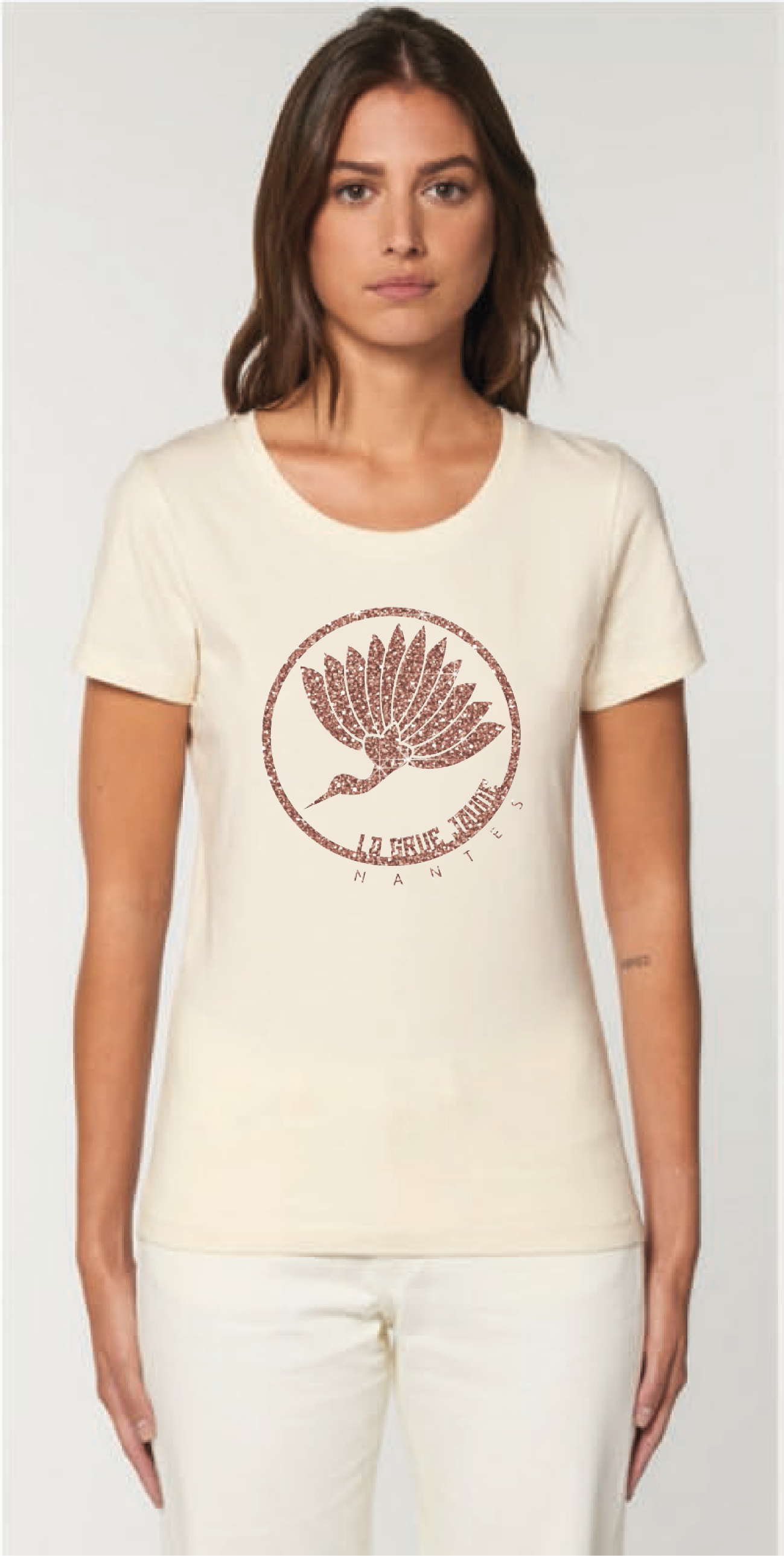 TEESHIRT Oiseau Paillettes Coupe Cintrée - La Grue Jaune