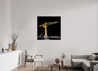 100 x 100 cm, TIRAGE PHOTO SUR FUJI CRYSTAL DP II LA GRUE JAUNE DE NUIT - Nantes