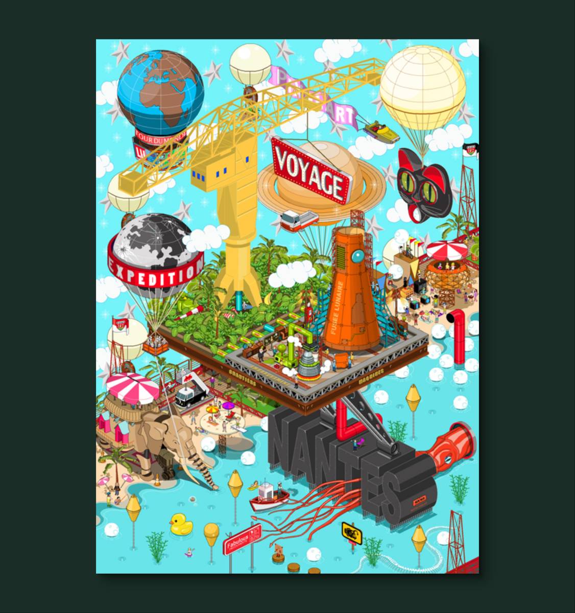 Affiche Grue Titan Nantes en pixel art