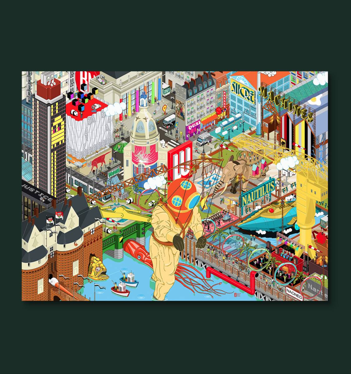 Affiche Scaphandrier Nantes en pixel art