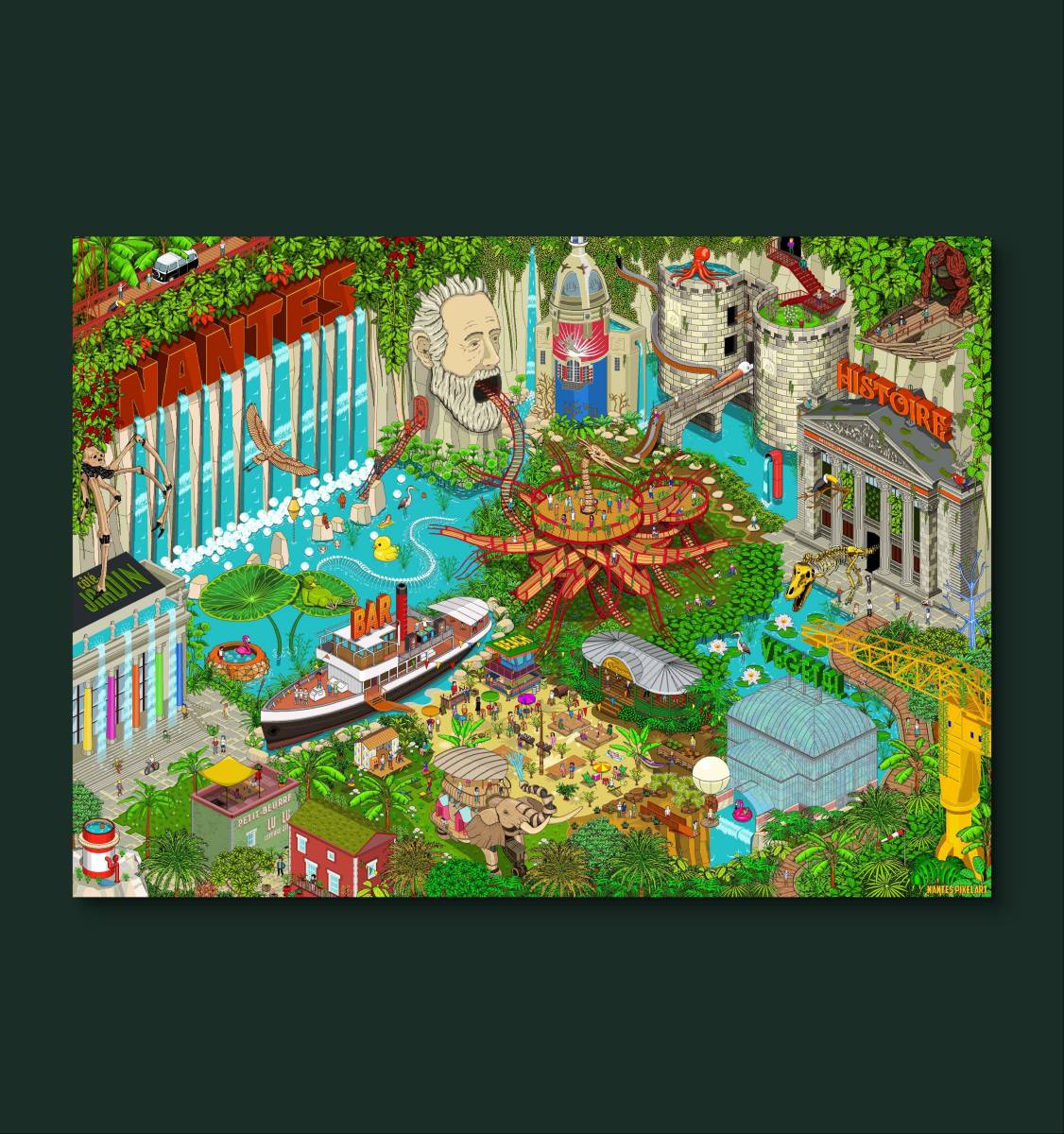 Affiche Nantes Végétal en pixel art