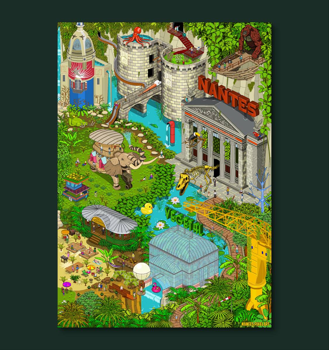 Affiche Nantes Végétal II en pixel art