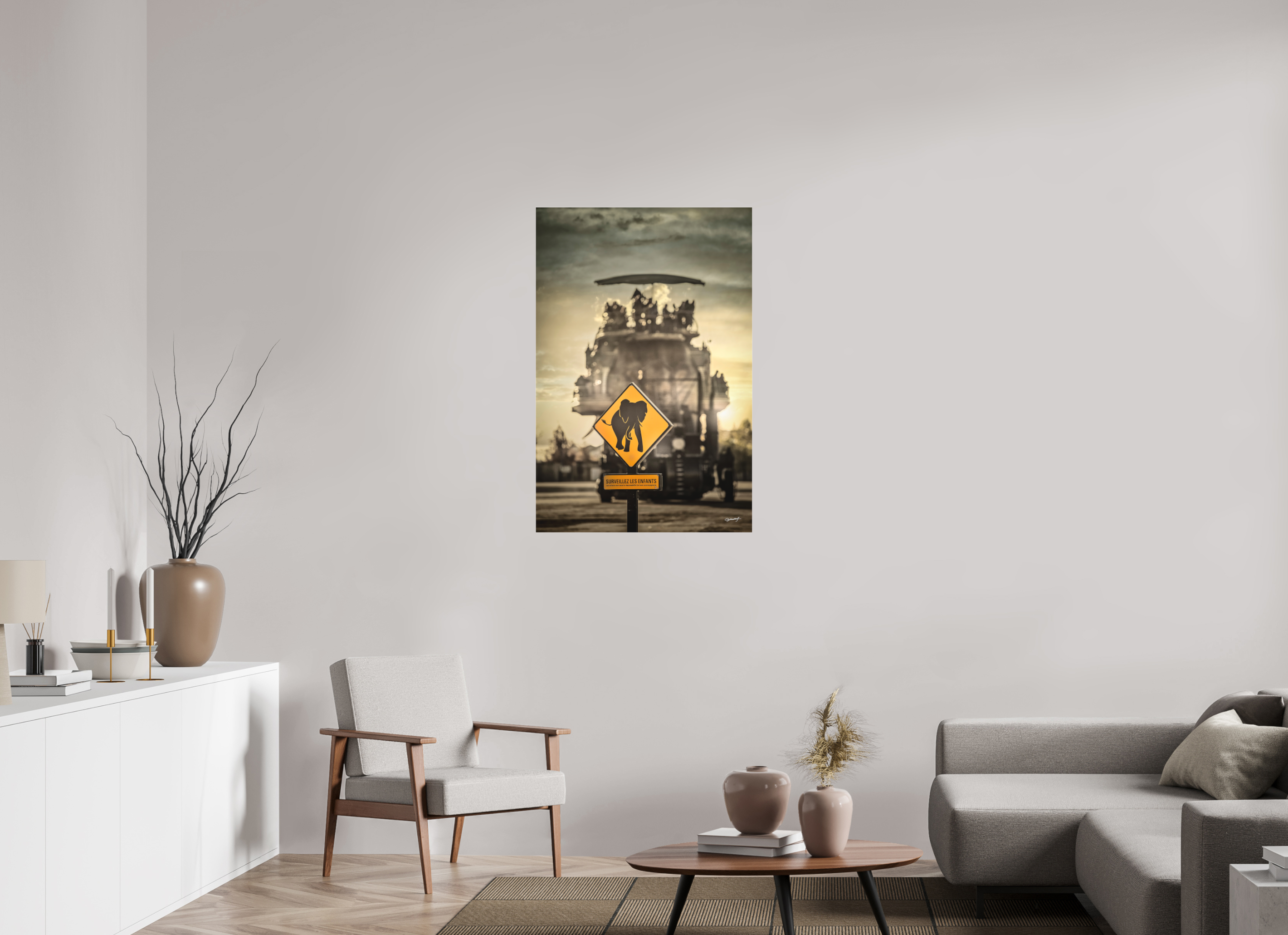 70 x 105 cm, TIRAGE PHOTO SOUS PLEXI MAT SURVEILLEZ LES ENFANTS - Nantes