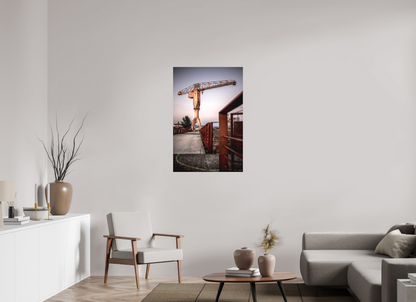 70 x 105 cm, TIRAGE PHOTO SOUS PLEXI MAT LA LIGNE VERTE ET LA GRUE JAUNE