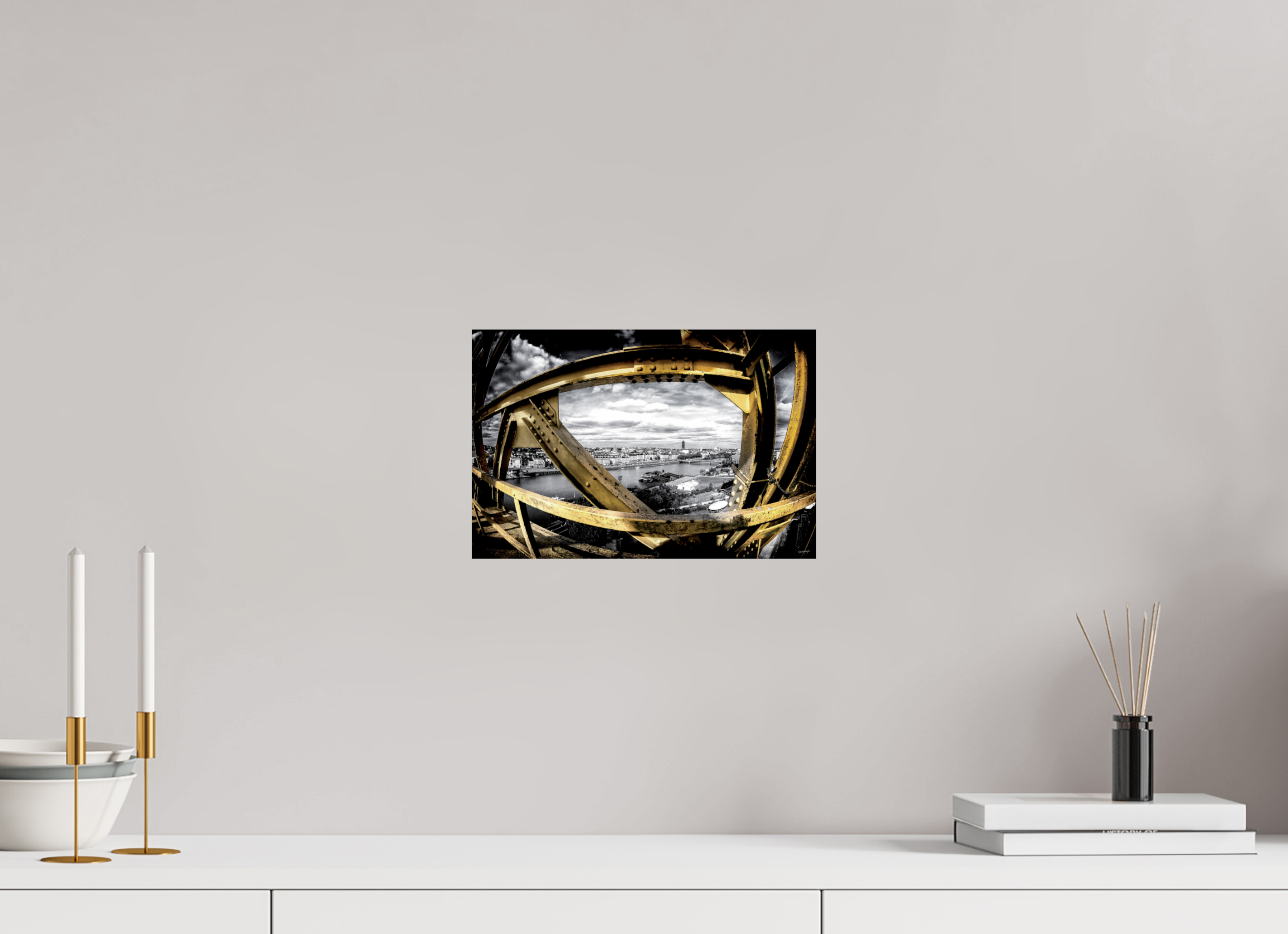 30 x 20 cm, TIRAGE PHOTO CONTRECOLLÉ SUR SUPPORT ALUMINIUM LIGNES DE GRUE - Nantes