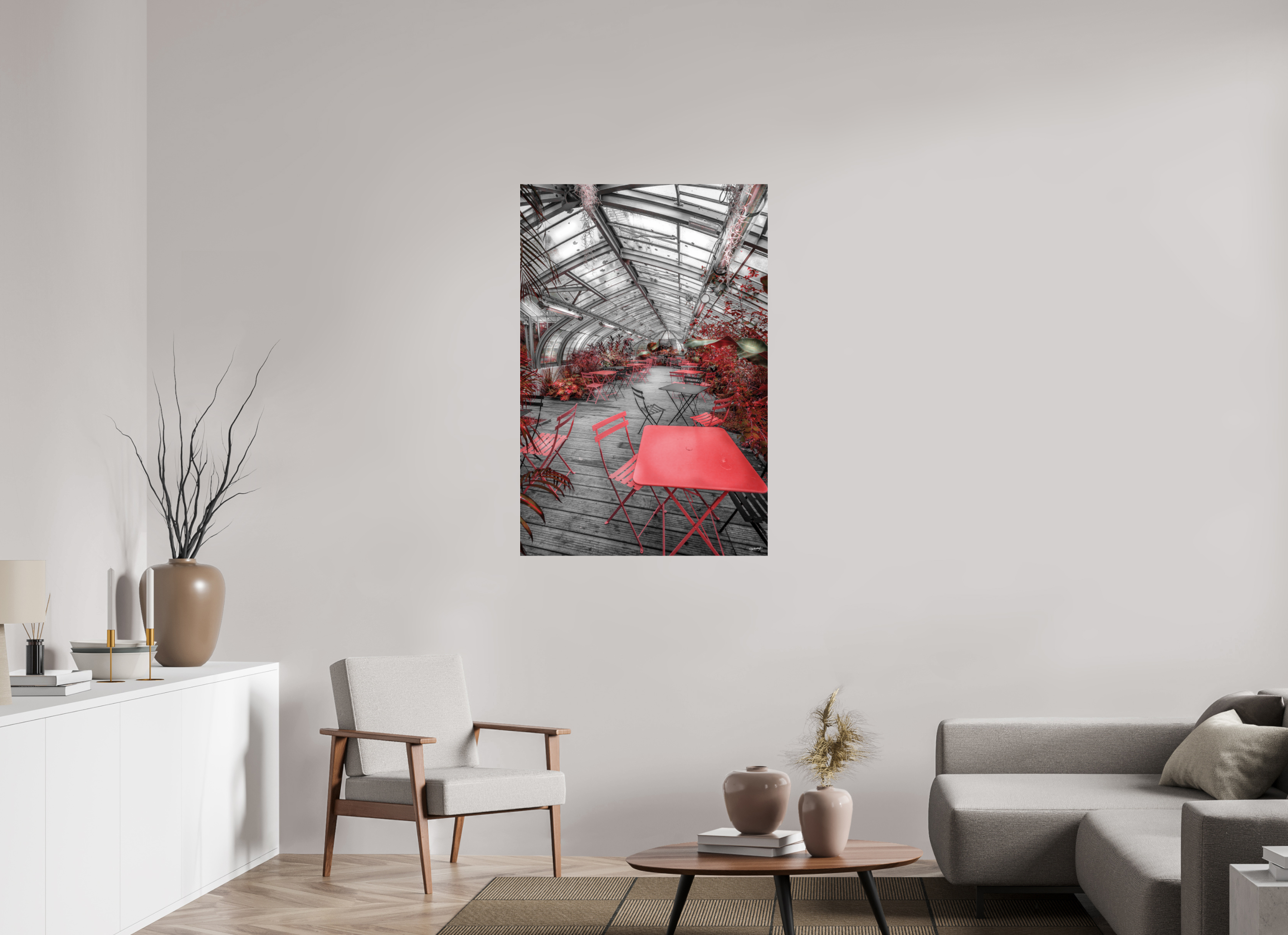 80 x 120 cm, TIRAGE PHOTO CONTRECOLLÉ SUR SUPPORT ALUMINIUM SERRE DU JARDIN DES PLANTES- Nantes