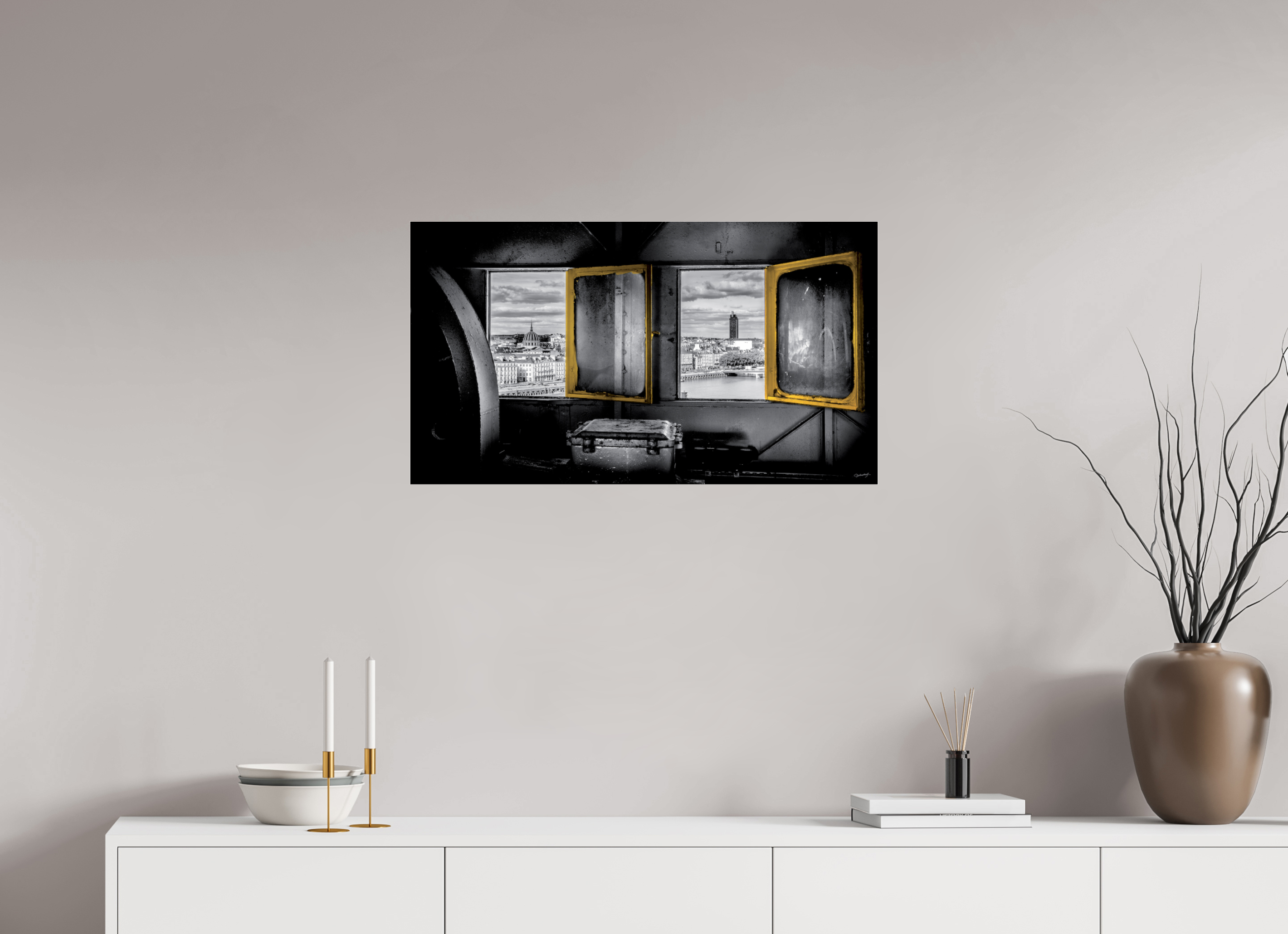 80 x 45 cm, TIRAGE PHOTO SOUS PLEXI DEUX FENÊTRES - Nantes