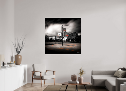 120 x 120 cm, TIRAGE PHOTO SOUS PLEXI BRILLANT ARBRE À BASKET