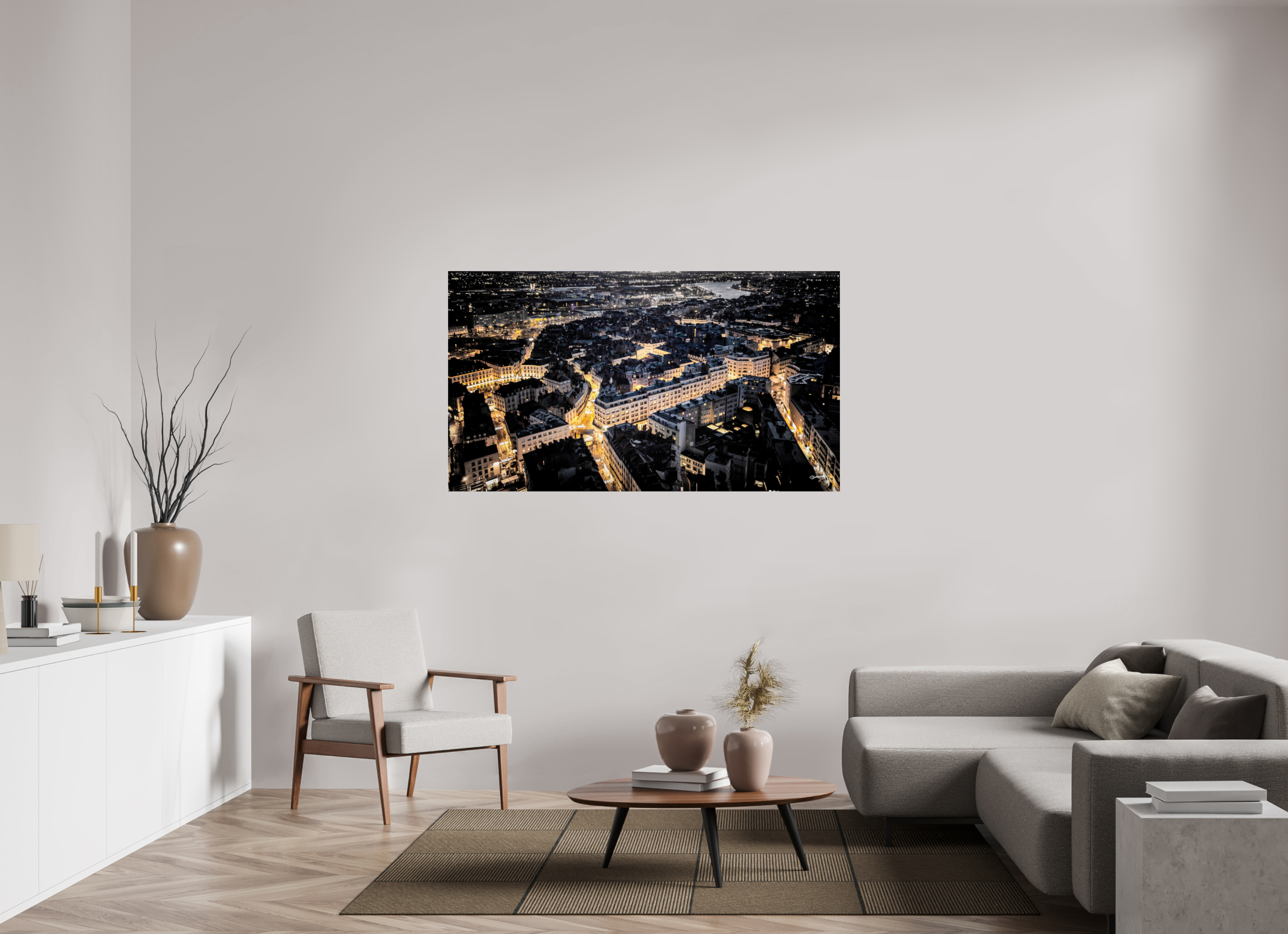 160 x 90 cm, TIRAGE PHOTO SOUS PLEXI VUE SUR LA VILLE - Nantes