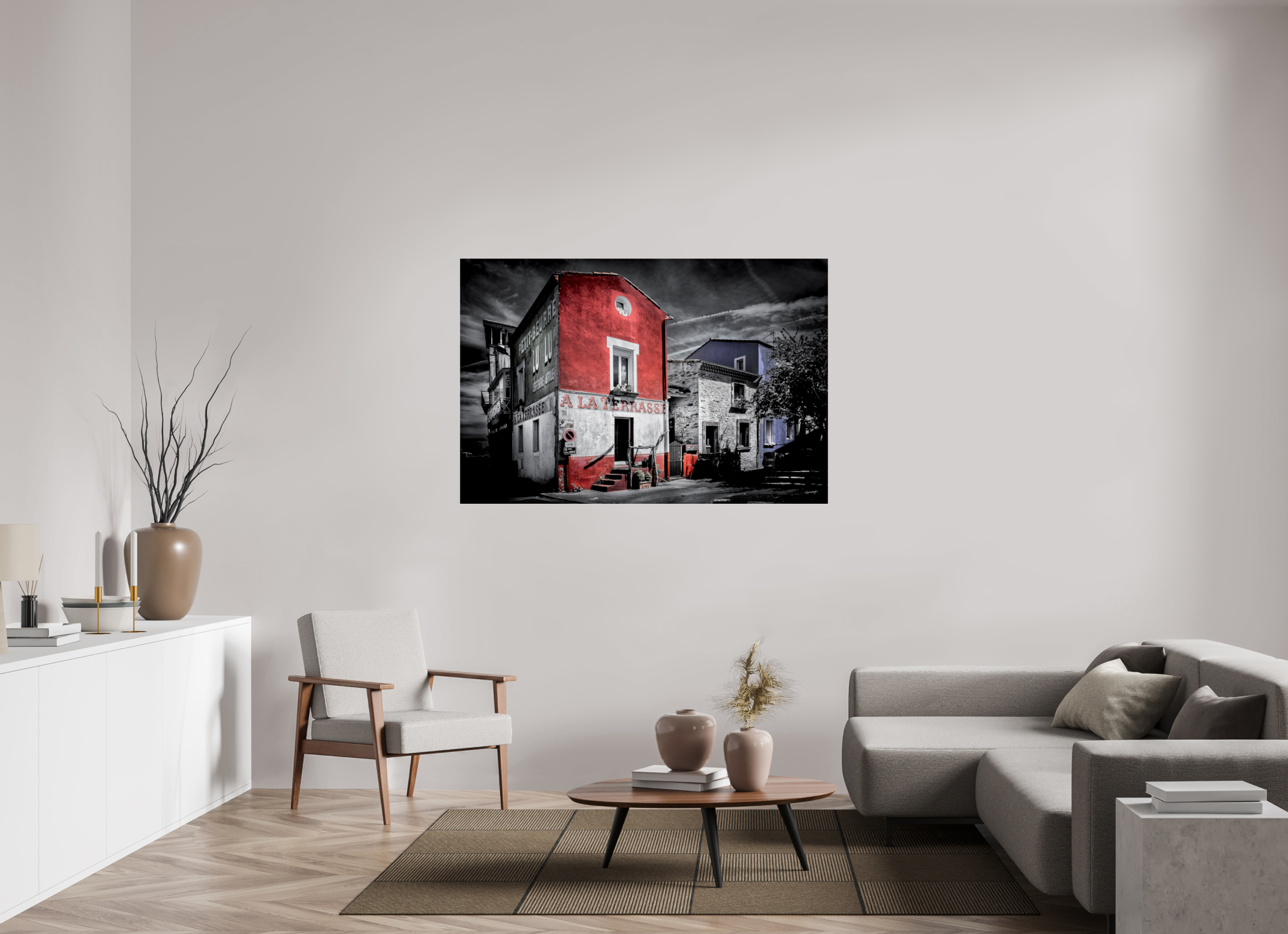 150 x 100 cm, TIRAGE PHOTO CONTRECOLLÉ SUR SUPPORT ALUMINIUM A LA TERRASSE TRENTEMOULT - Nantes