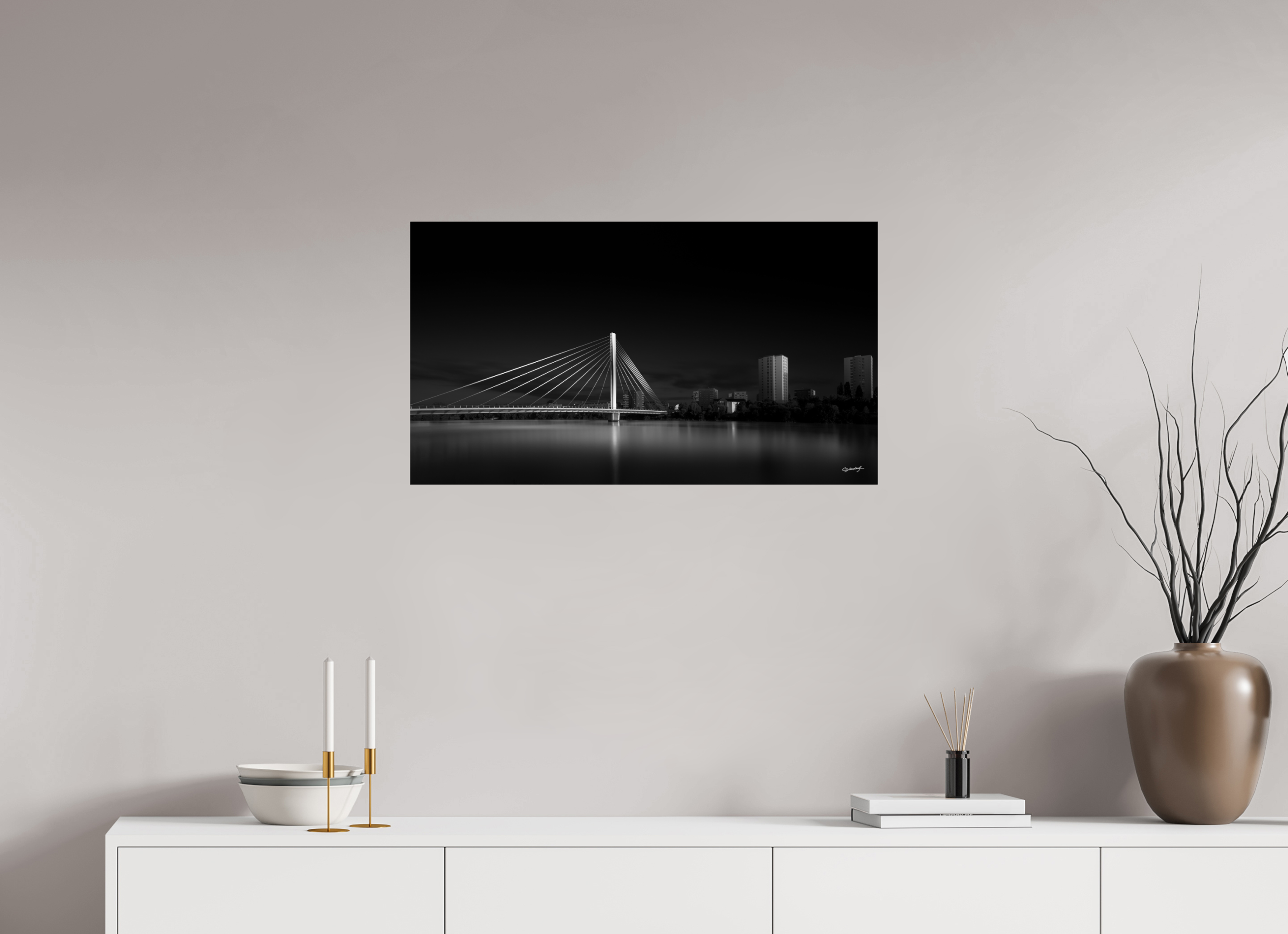 80 x 45 cm, TIRAGE PHOTO CONTRECOLLÉ SUR SUPPORT ALUMINIUM PONT TABARLY - Nantes