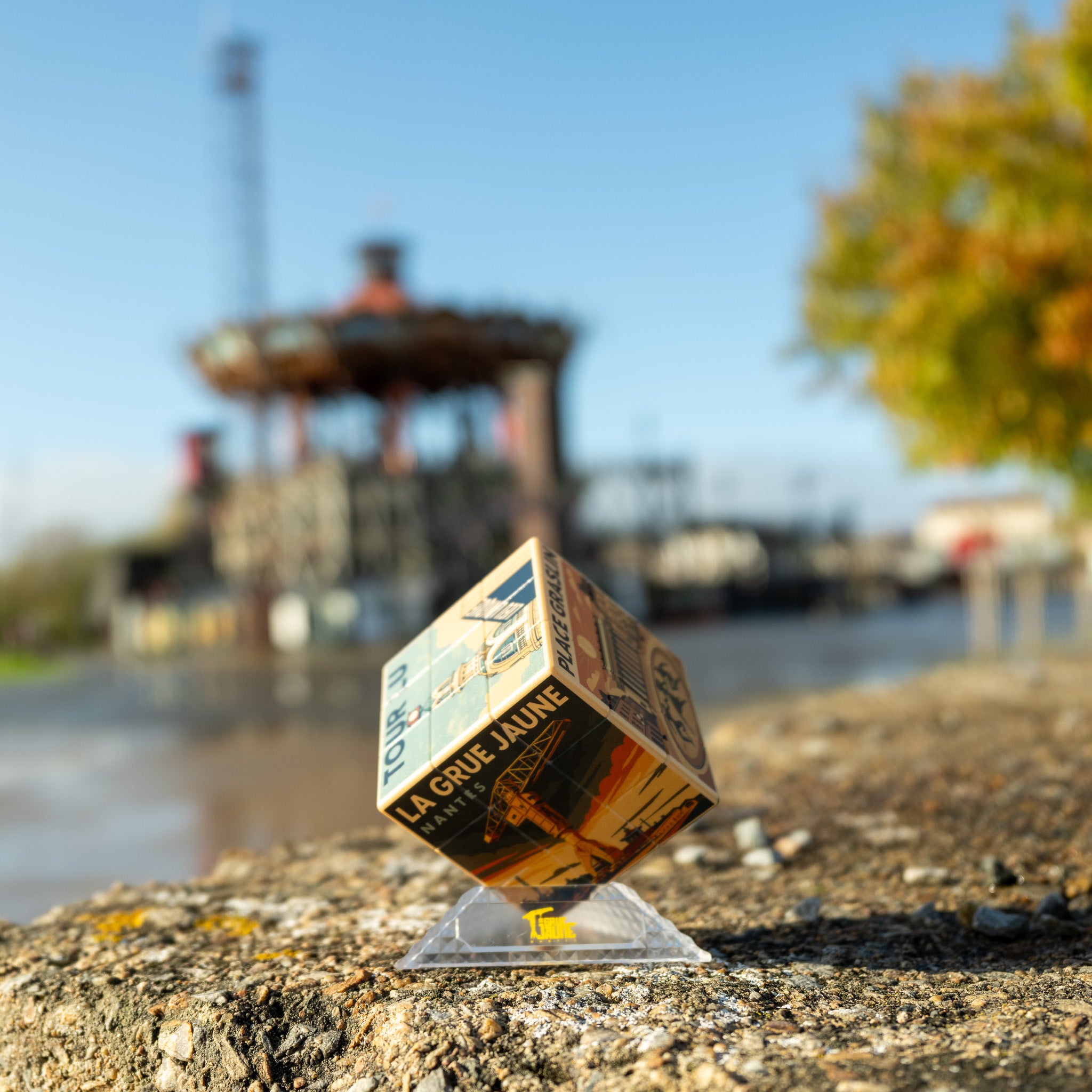 LE CUBE CASSE TÊTE LA GRUE JAUNE RETRO