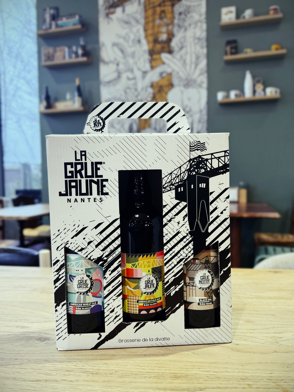 Coffret 3 bières 75cl La Grue Jaune, La Grue Grise et La Grue Noire