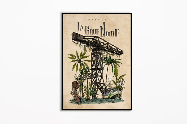 Affiche Noir et Blanc - La Grue Jaune - L'INATELIER - Made in France