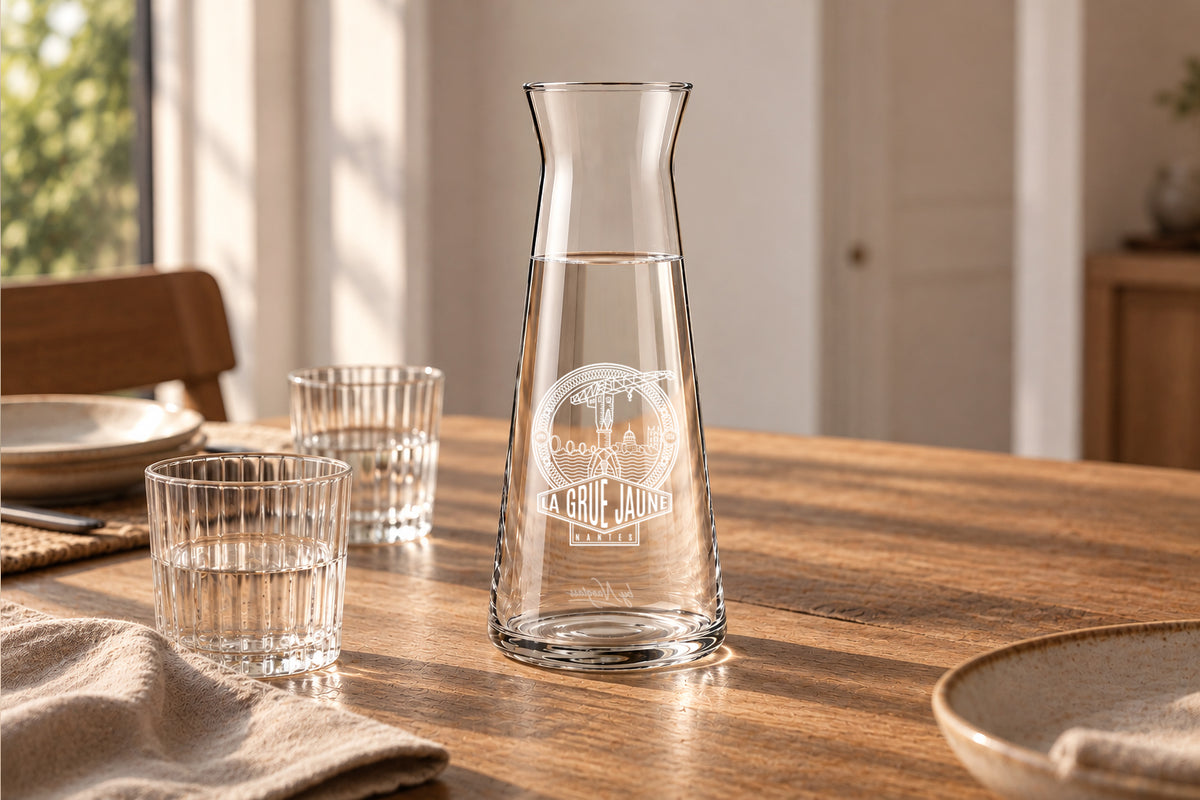 Carafe en verre 1 litre La Grue Jaune Nantes