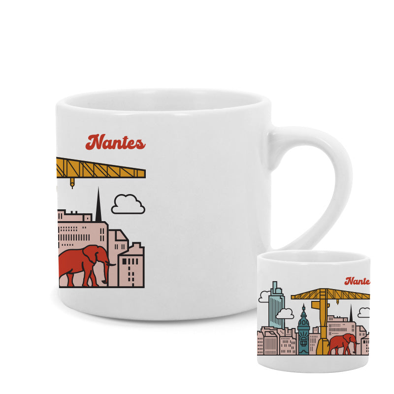 Mini-mug skyline de Nantes en couleurs