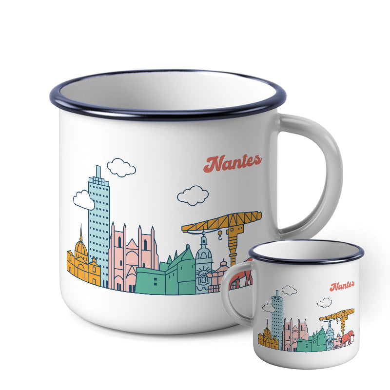 Mug émaillé Skyline colorée de Nantes
