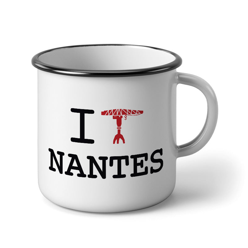 Mug émaillé I love Nantes (grue)