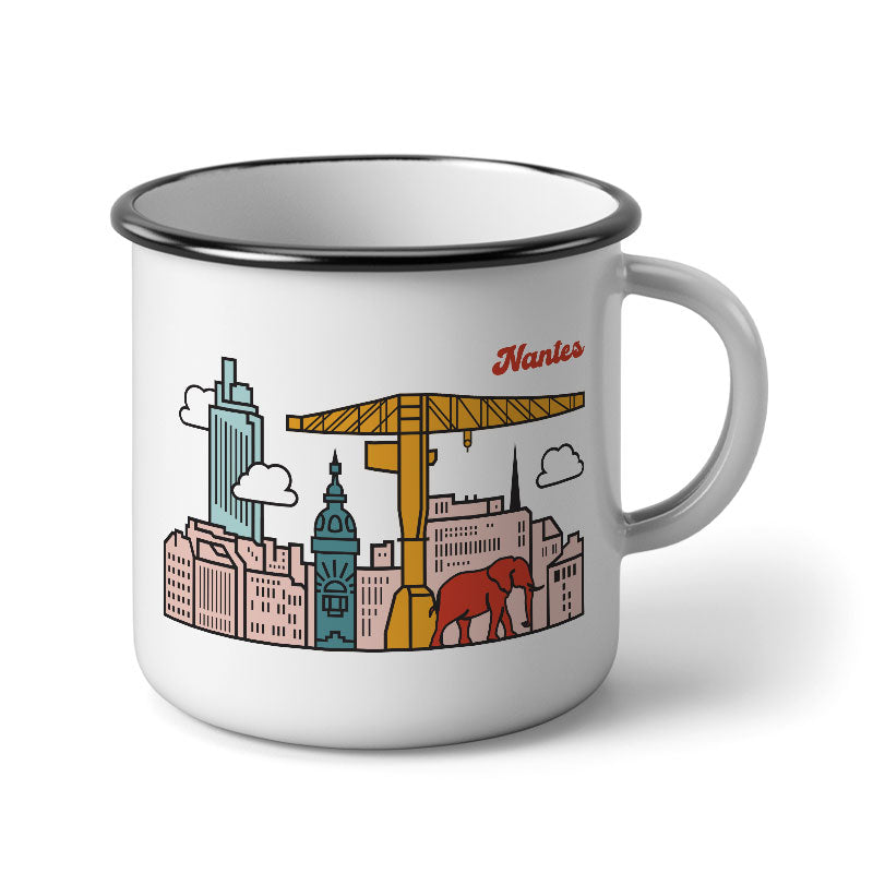 Mug émaillé Skyline colorée de Nantes